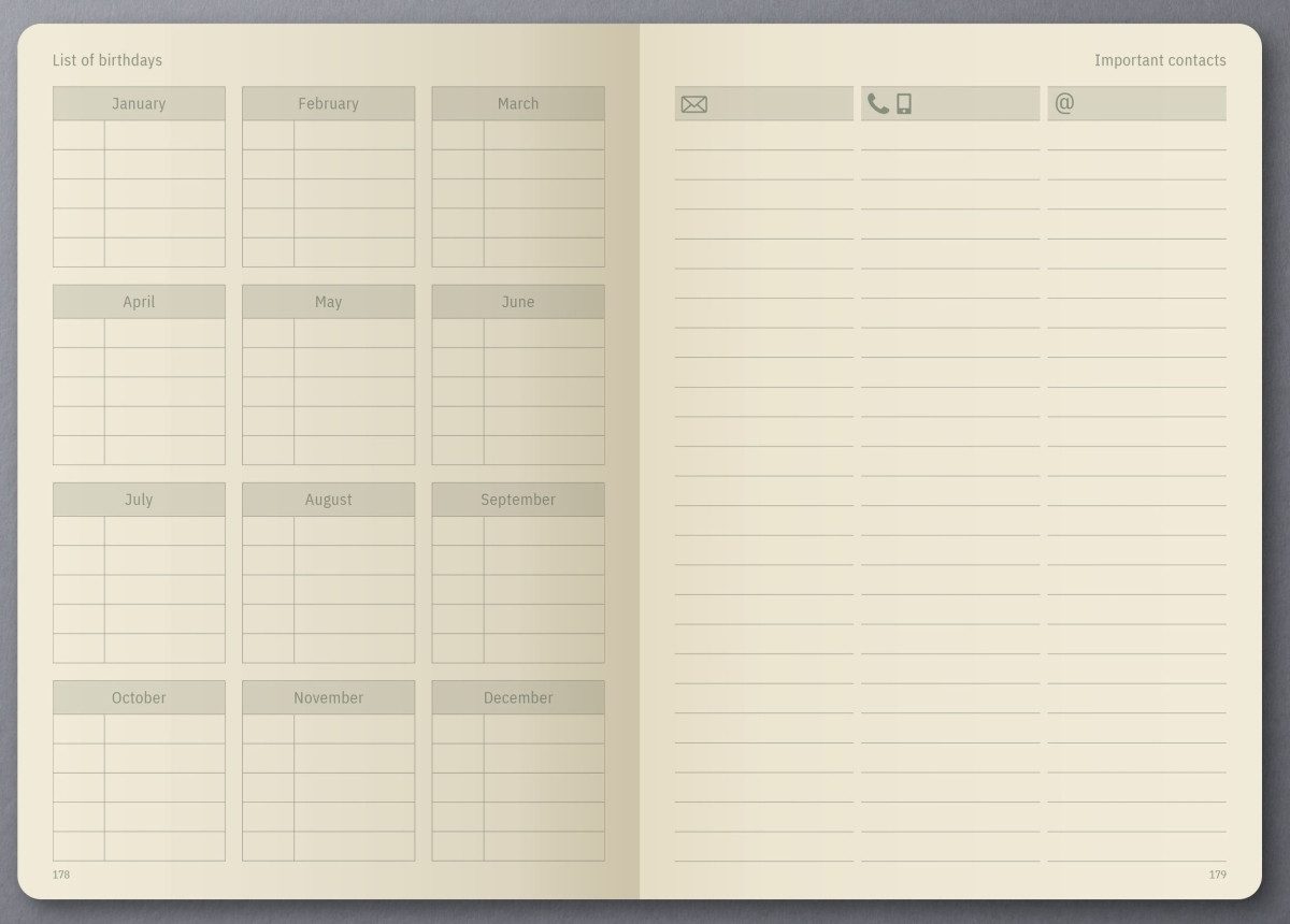 Sigel Buchkalender Wochenplaner Conceptum undatiert (EN) ca. A5 Hardcover 1 Woche/2 Seite