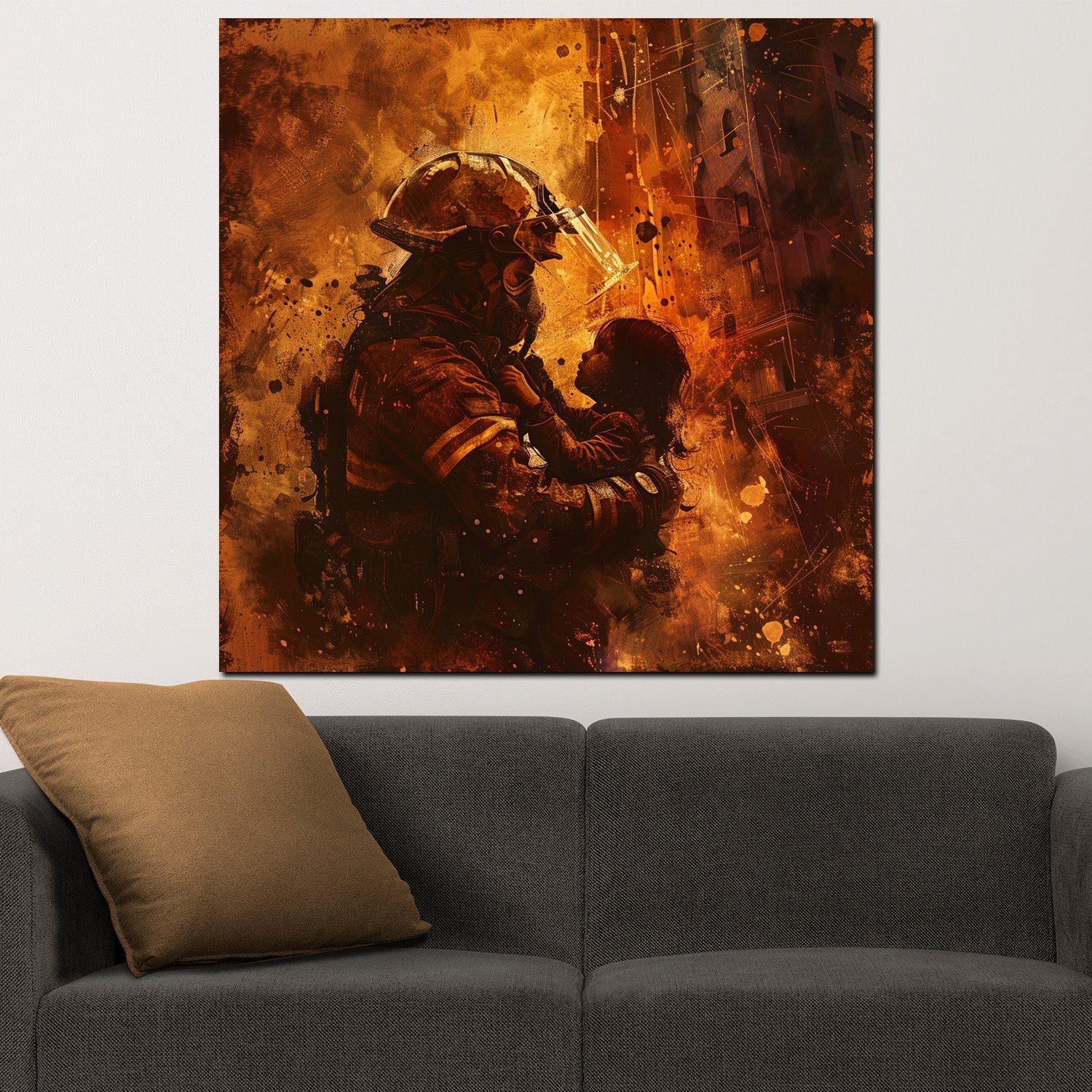 Artedinoi Leinwandbild Abstrakt Beautiful Job Feuerwehrmann Leinwandbild Wandbild Kunstdruck, Feuerwehrmann, abstrakt
