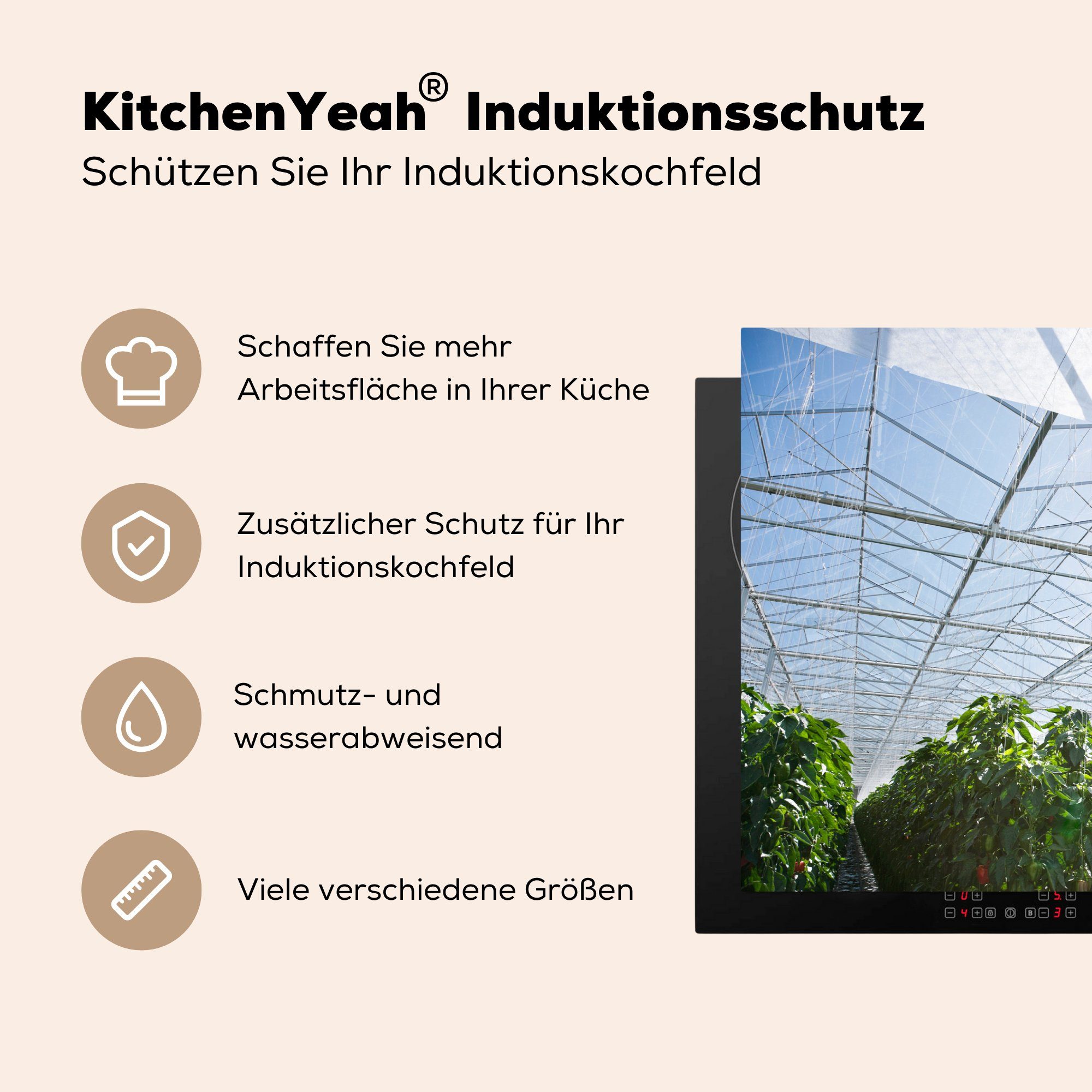 Ceranfeldabdeckung Induktionskochfeld Schutz die 81x52 Tomaten für Vinyl, küche, anbauen, Herdblende-/Abdeckplatte MuchoWow tlg), cm, (1