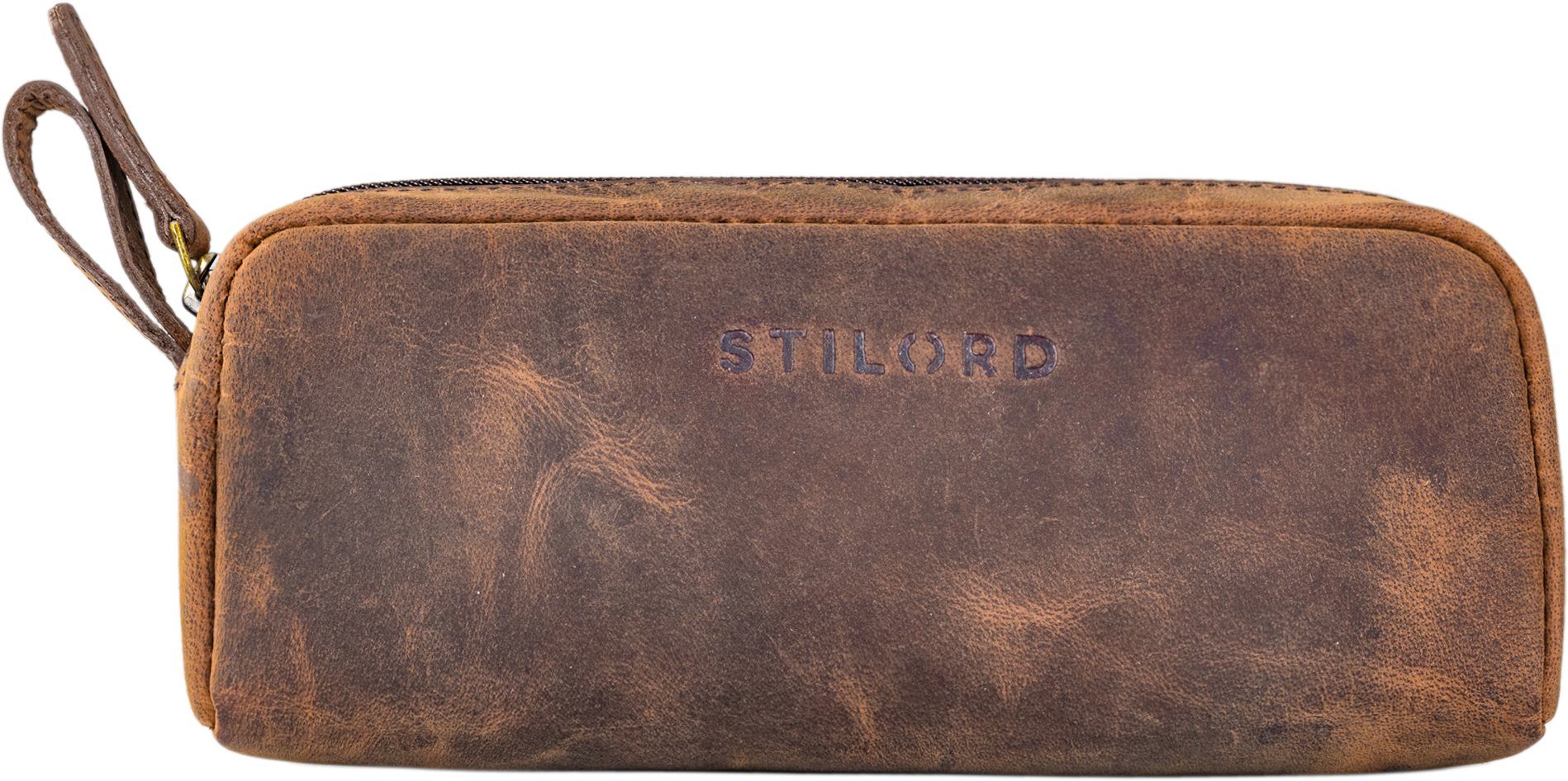 STILORD Etui "Dale" Klassische Federtasche colorado Leder braun - groß
