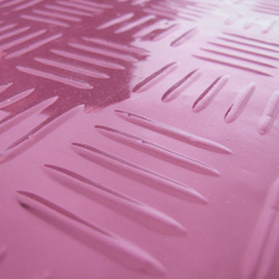 Fußmatte Auto Gummi Fußmatten universal Alu Riffelblech Optik chrom pink,  Tenzo-R