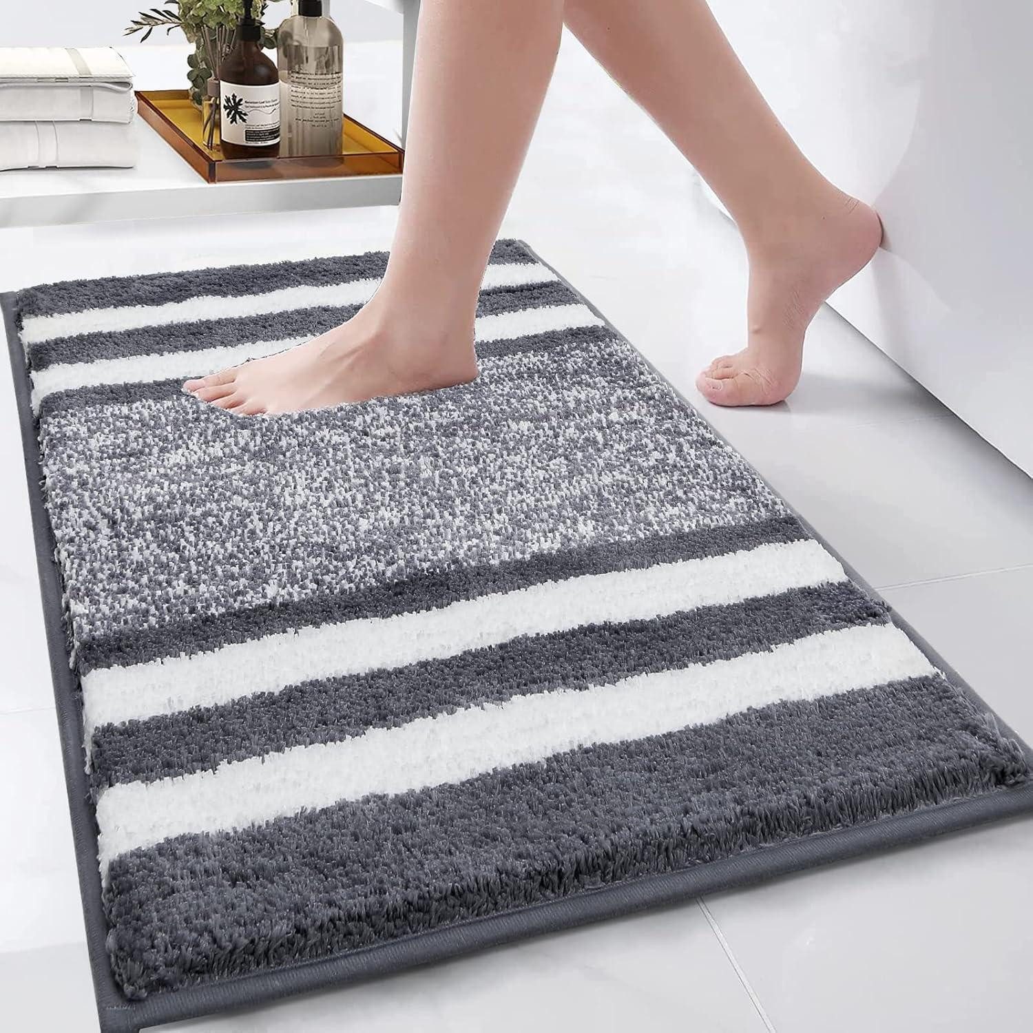 Badematte Badematte Weich Saugfähig-ter Badevorleger Mikrofaser dunkelgrau 45x65
