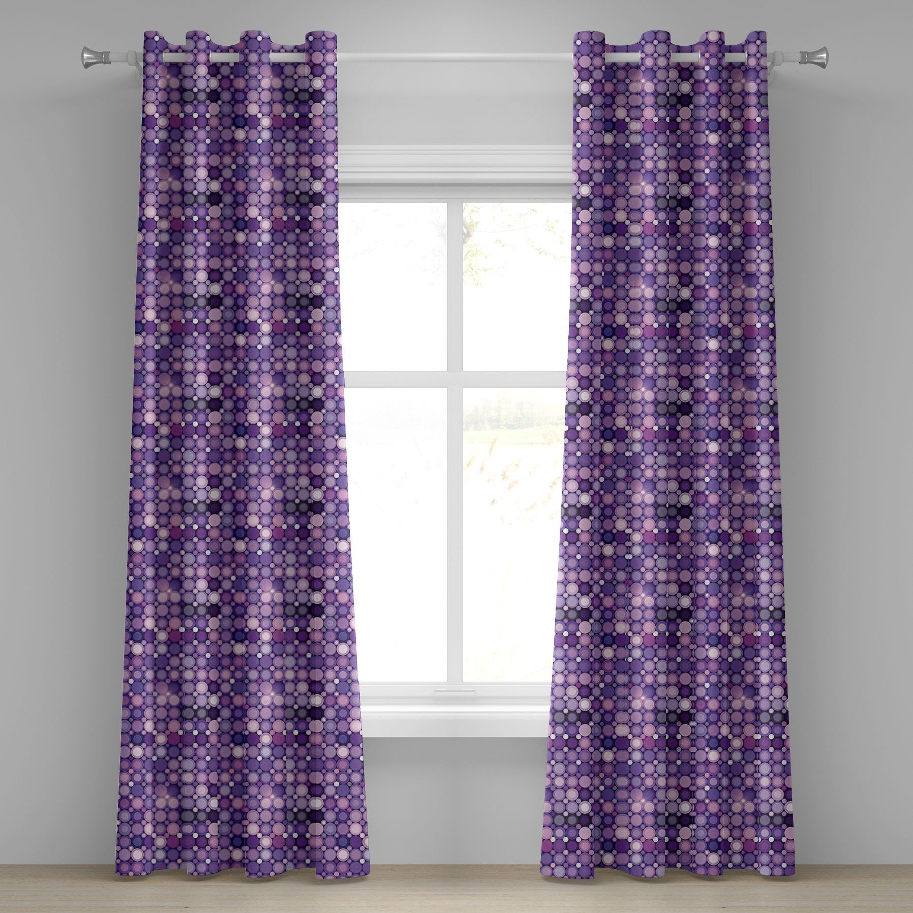 Gardine Dekorative 2-Panel-Fenstervorhänge für Schlafzimmer Wohnzimmer, Abakuhaus, Modern Geometrische Violet Kreise