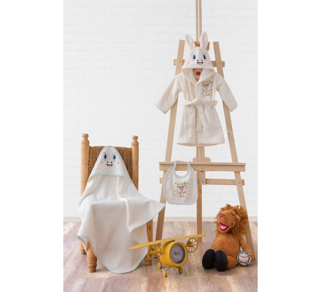 Cotton Box Jungs %100 Babybademantel Set geeignet Bademantel: Mädchen, 0-2 Jahre Babybademantel Baumwolle, für Babybademantel