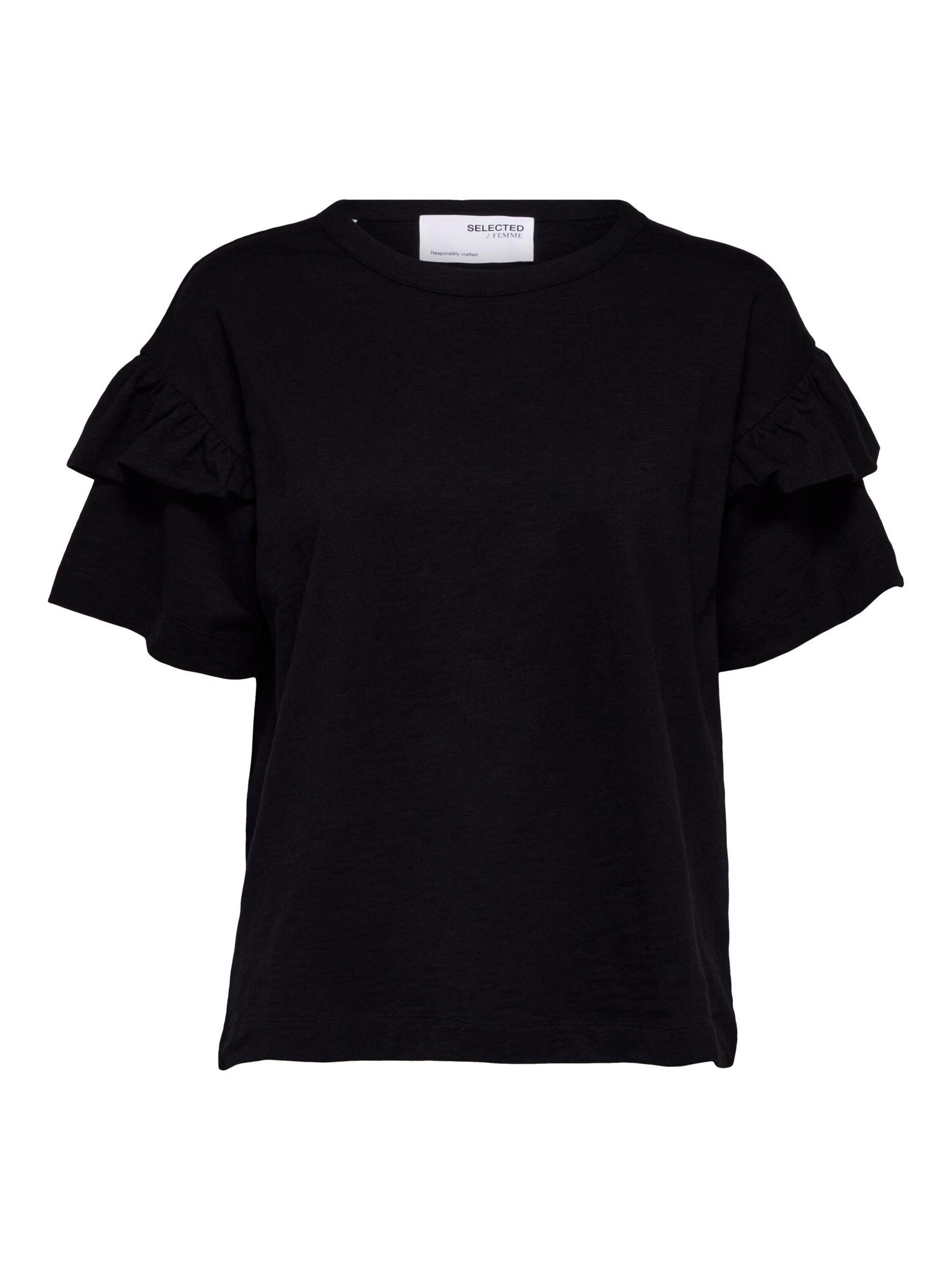 SELECTED FEMME T-Shirt Rylie (1-tlg) Rüschen, Volant, Drapiert/gerafft