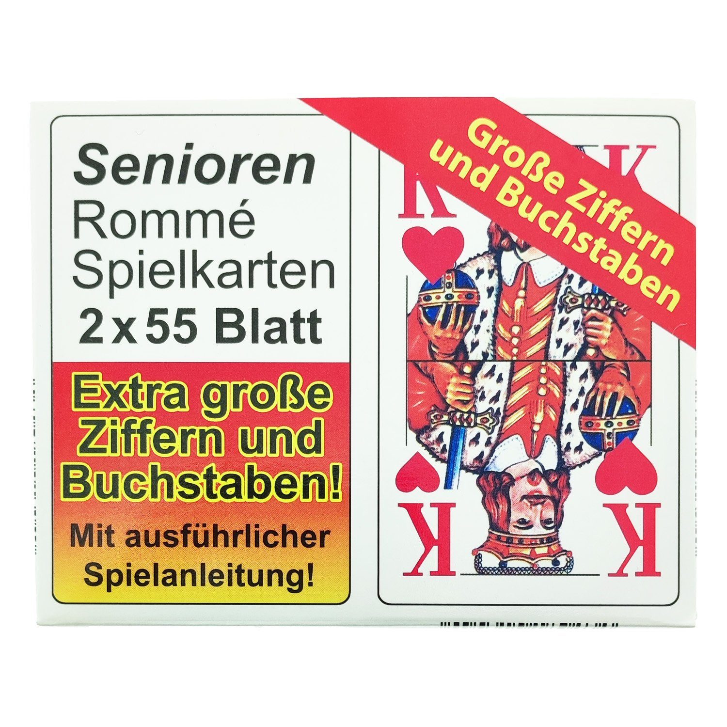 Große Spielesammlung, Buchstaben. Ziffern x Global Senioren 55 und Rommé Kartenspiel 2 Spielkartenset Blatt Partner Rommé Extra Gesellschaftsspiel, Senioren Spielkarten,