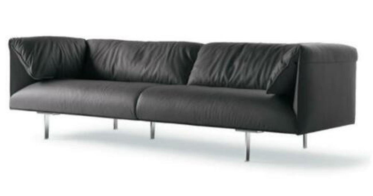 Sitzer Italien Big Sitz Leder Schwarz XXL Sofa Couch Sofas 4-Sitzer, Vier Möbel JVmoebel Polster