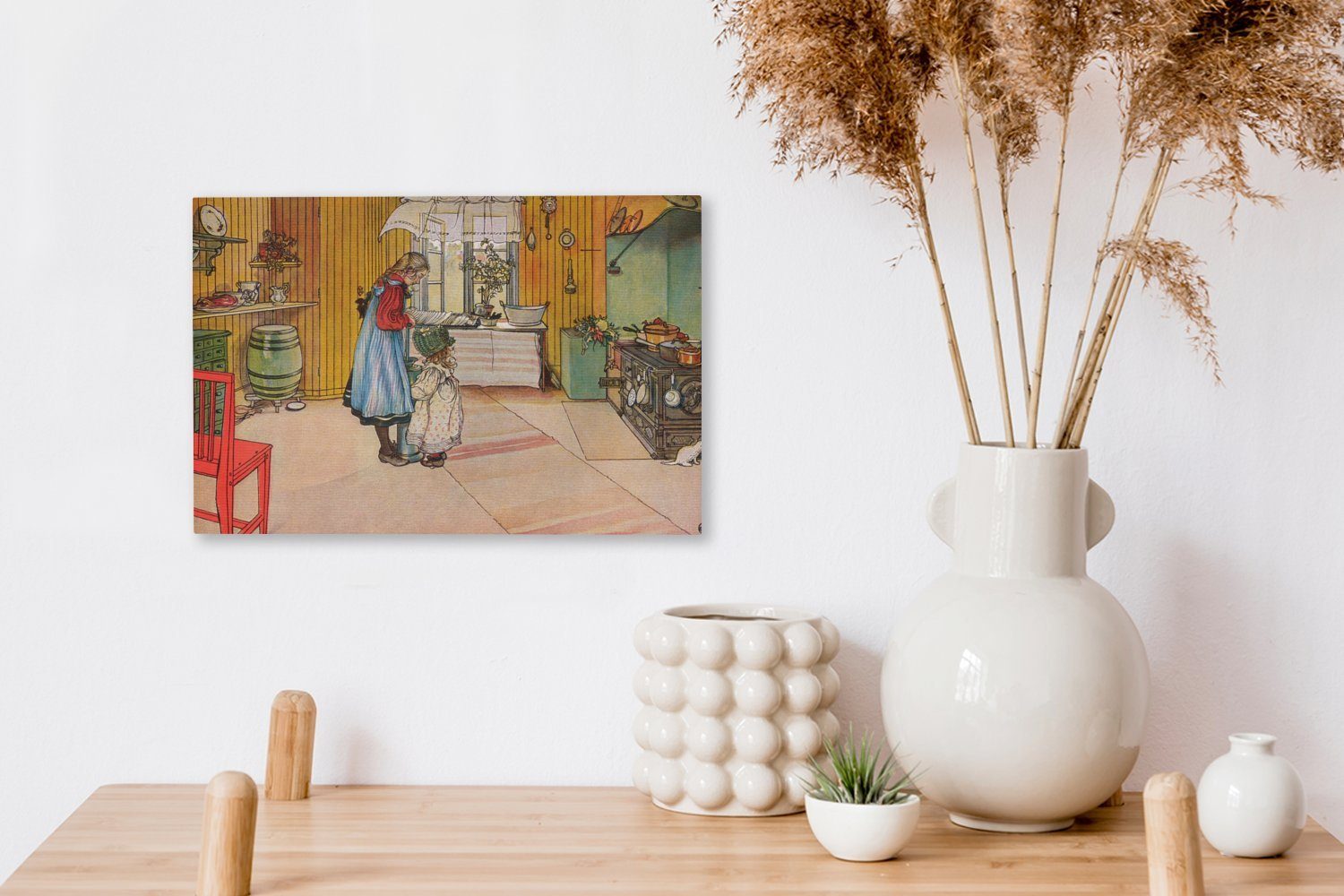 Küche Aufhängefertig, Larsson, Hauses Wandbild Carl eines Leinwandbild cm Wanddeko, St), Leinwandbilder, 30x20 Die OneMillionCanvasses® - (1
