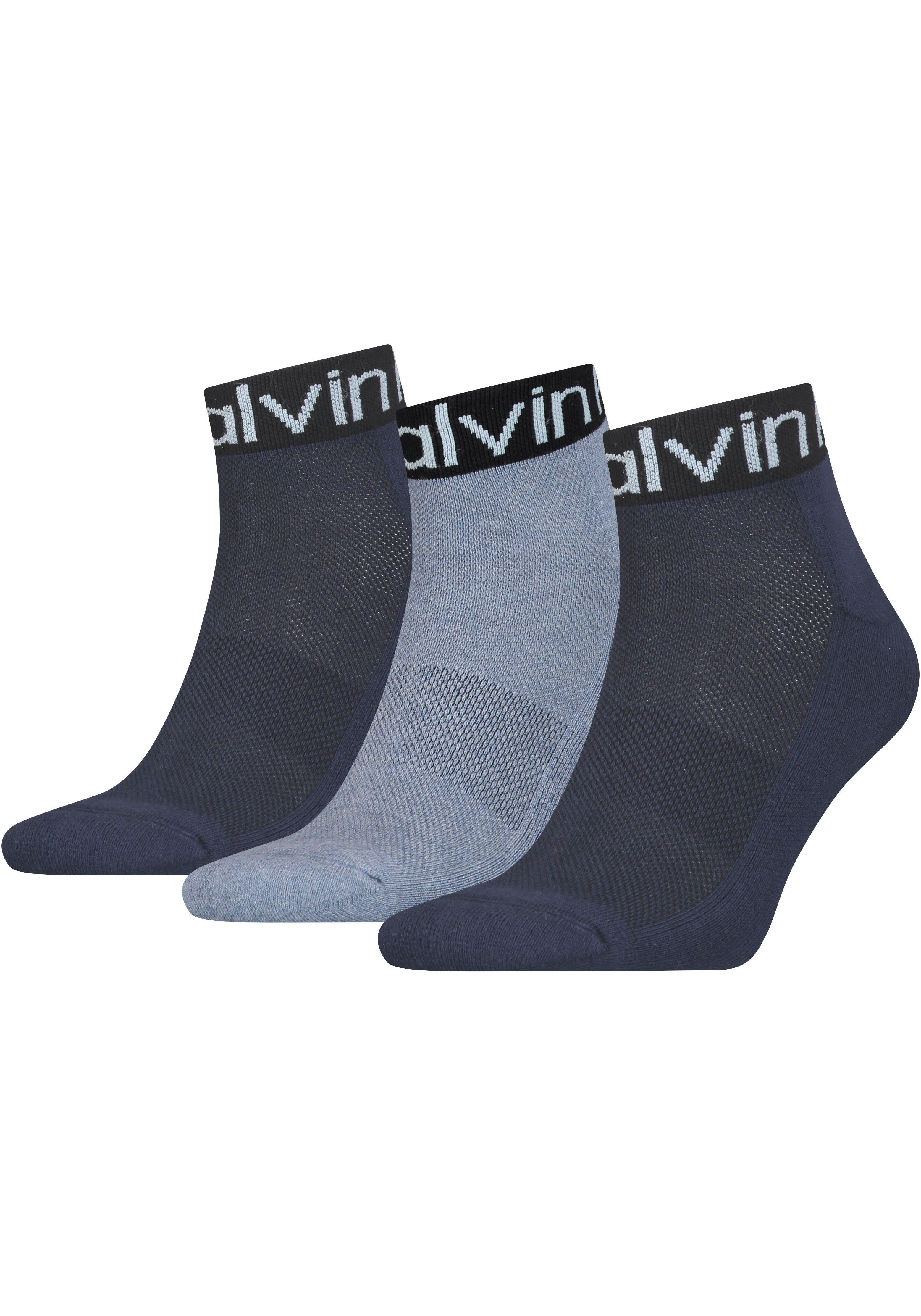 CK 3P 3-Paar) Calvin QUARTER Kurzsocken navy-denim (Packung, mel. Klein LOGO MEN