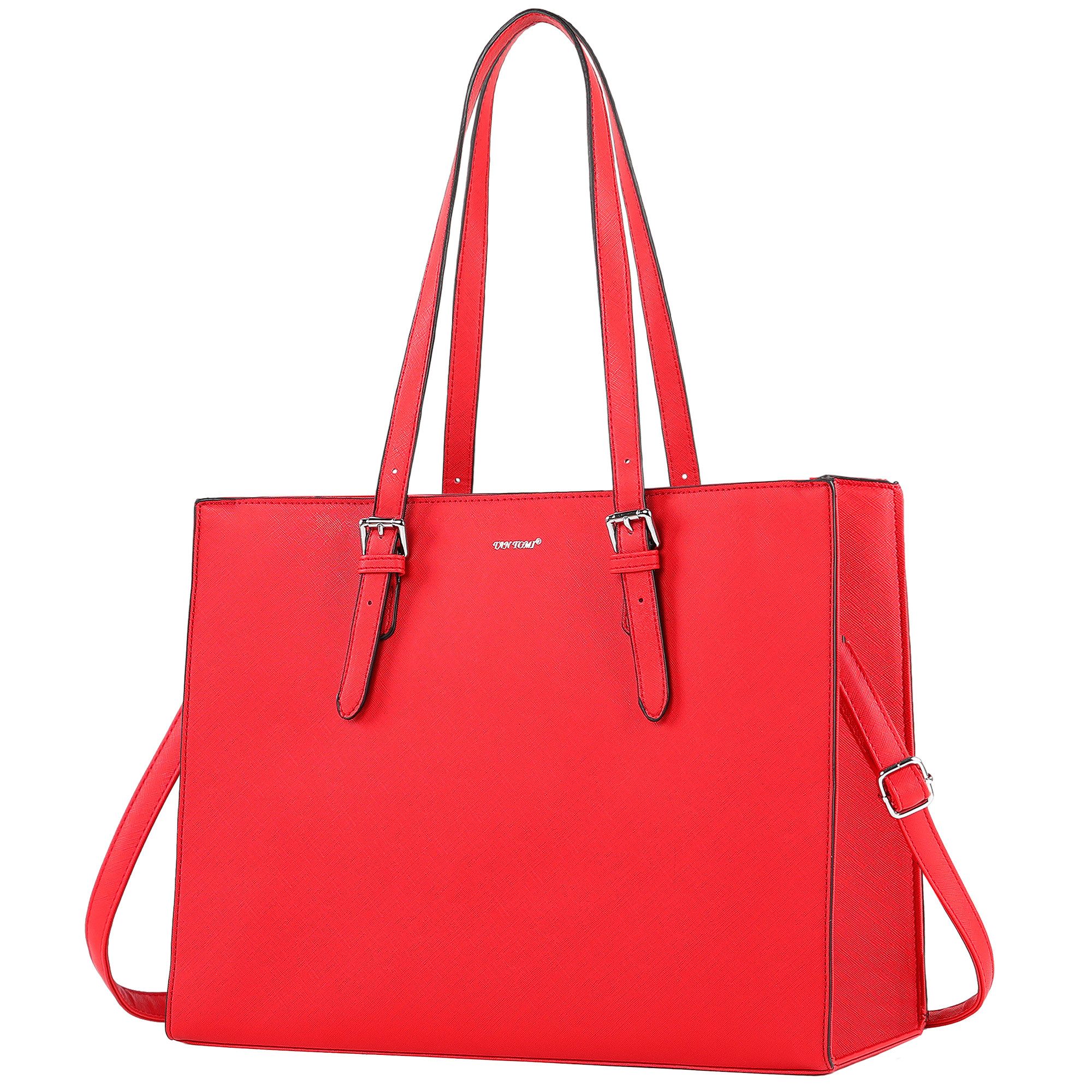 TAN.TOMI Aktentasche Große Business Handtasche Damen Leder Schultertasche Arbeit Schule, Bürotasche Damen 15 Zoll Notebooktasche mit 3 Fächern für Büro Schule