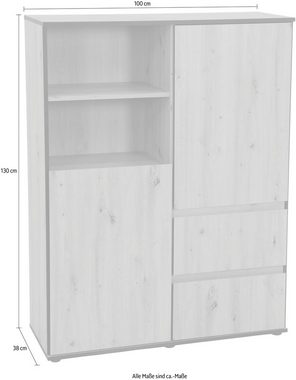 HELA Highboard Ariana, mit angeschrägten Griffmulden, Breite 100 cm