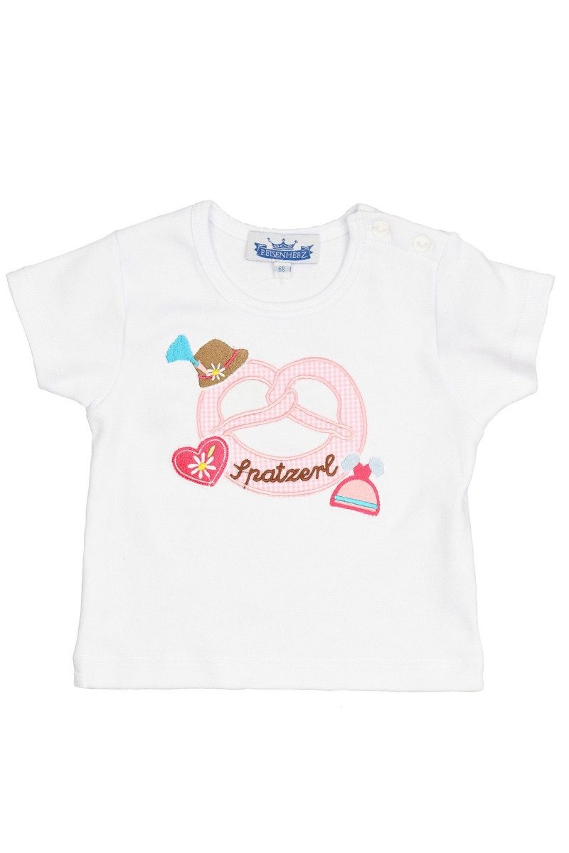 Trachtenkleid Baby T-Shirt - BREZL/SPATZERL - weiß/rosa