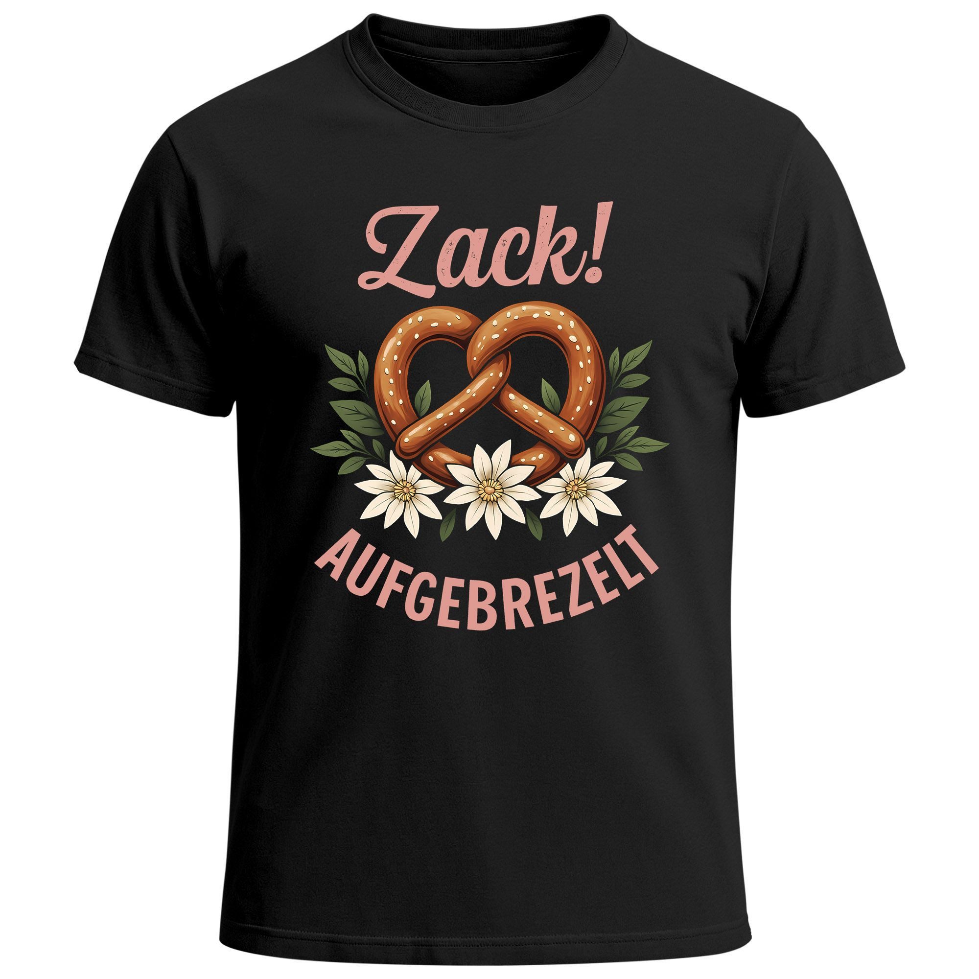 MoonWorks Print-Shirt Herren T-Shirt für das Oktoberfest Zack Aufgebrezelt Brezel & mit Print
