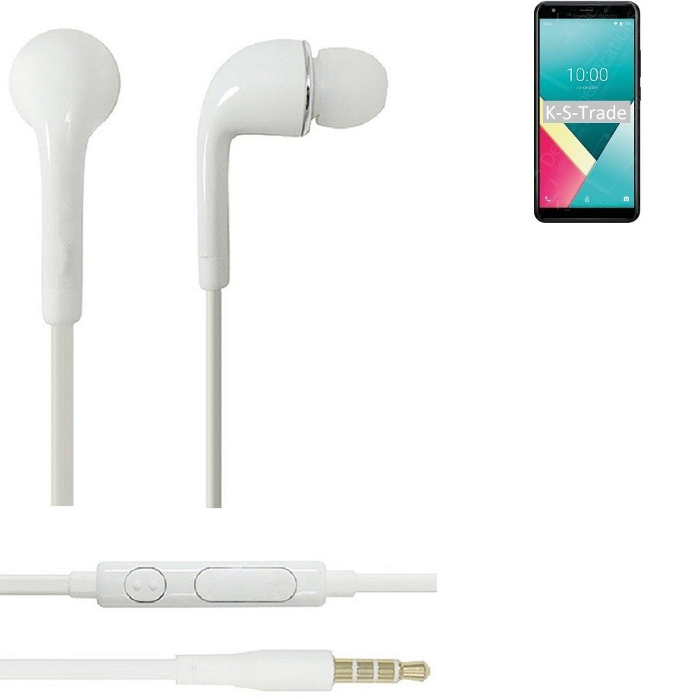 Mikrofon (Kopfhörer u Lautstärkeregler Headset 3,5mm) In-Ear-Kopfhörer mit für Wiko weiß Y61 K-S-Trade