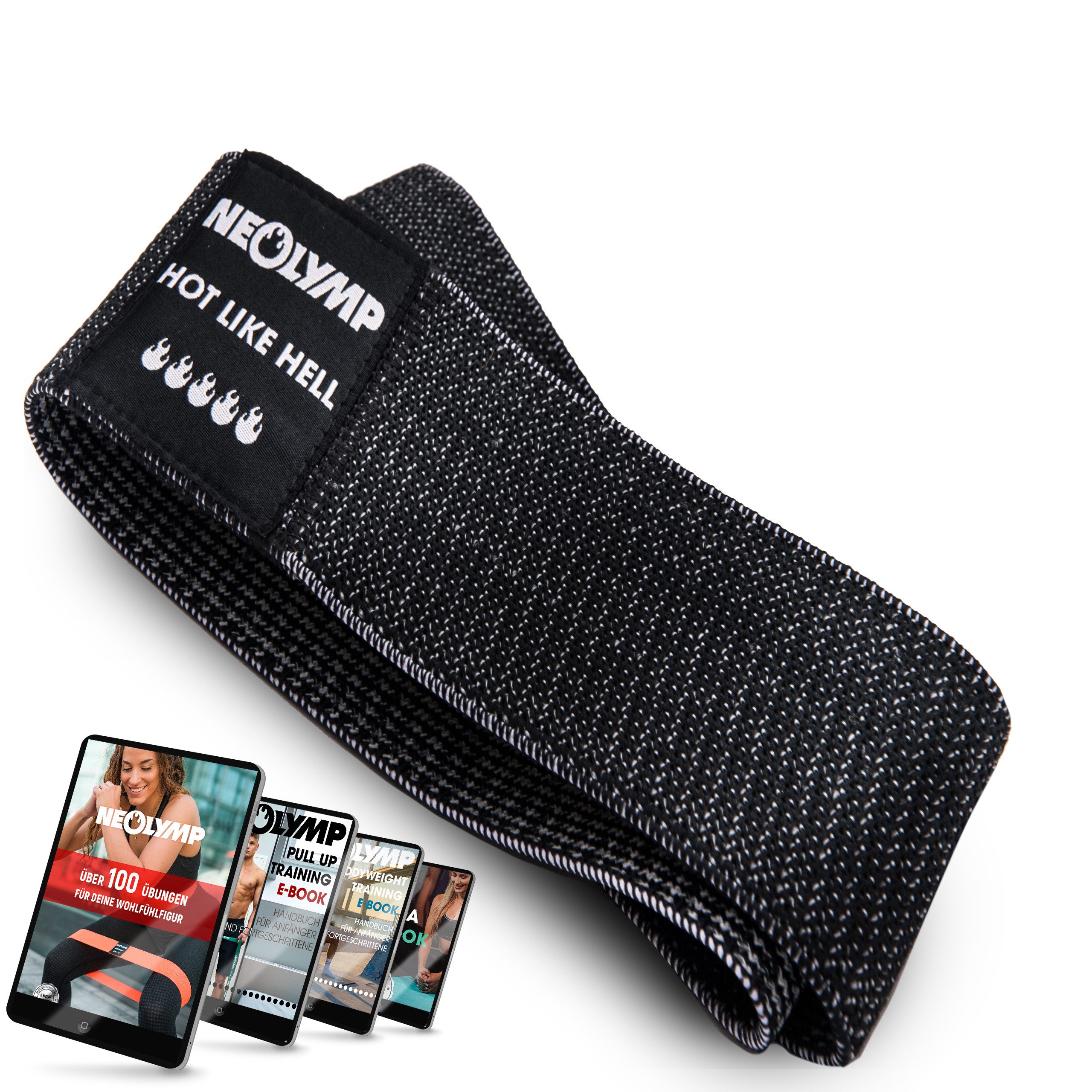 NEOLYMP Trainingsband Minibänder einzeln MB310 Stufe 5, 15 – 20 kg, Schwarz, Naturfasern, komfortabel, mit E-Book, langlebig, hygienisch, waschbar