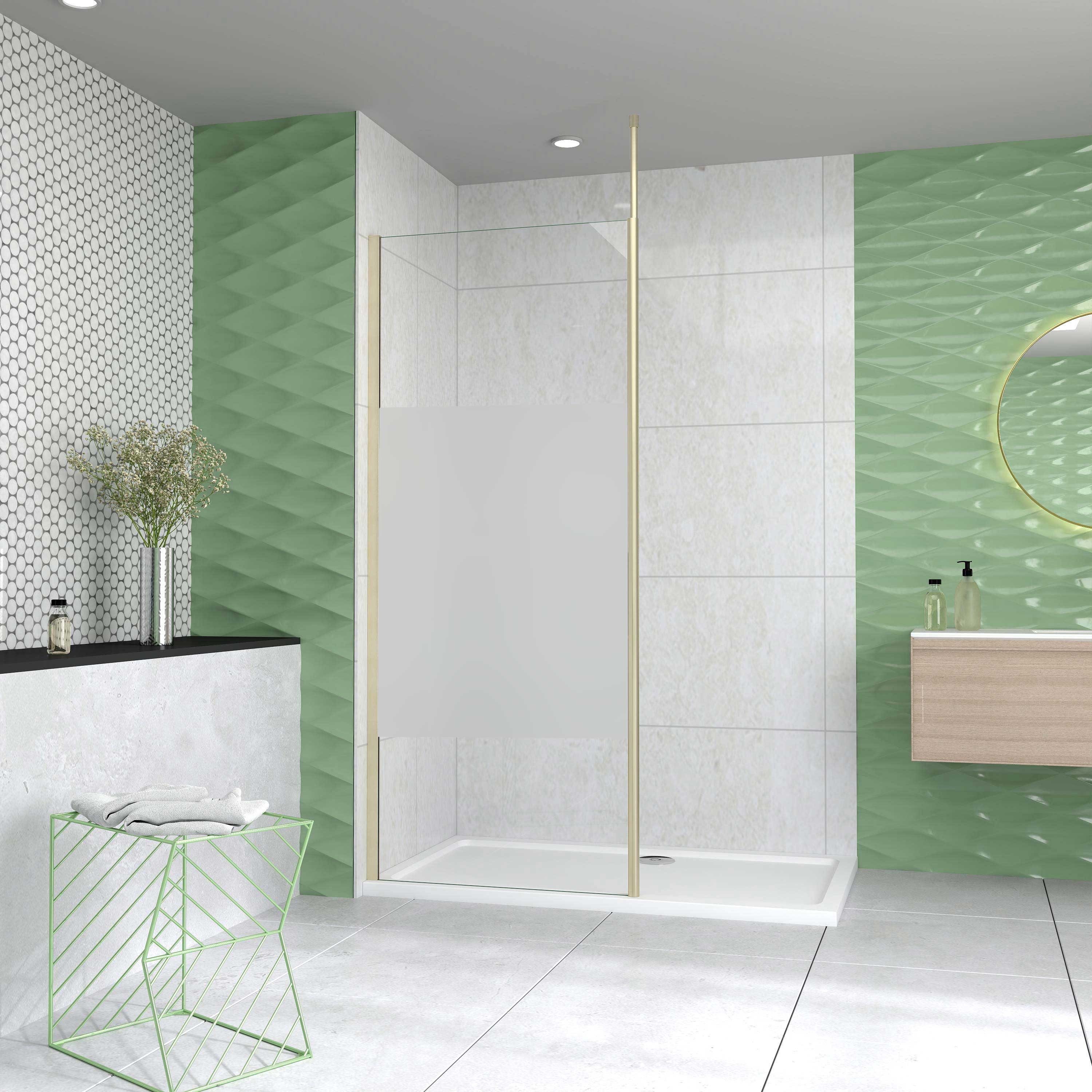 Walk-in-Dusche Glaswand 8mm Nano Milchglas 200cm Duschwand Duschabtrennung