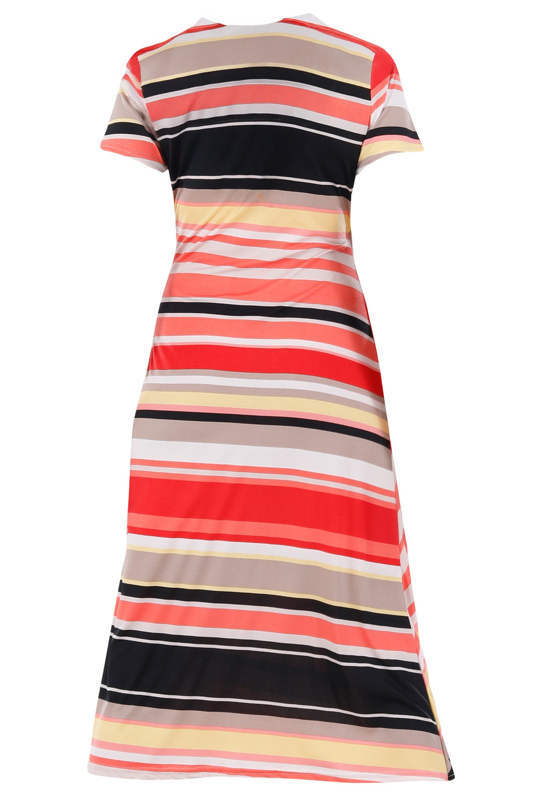 YC Fashion & Style Sommerkleid mit Wickeloptik und Streifenmuster Alloverdruck