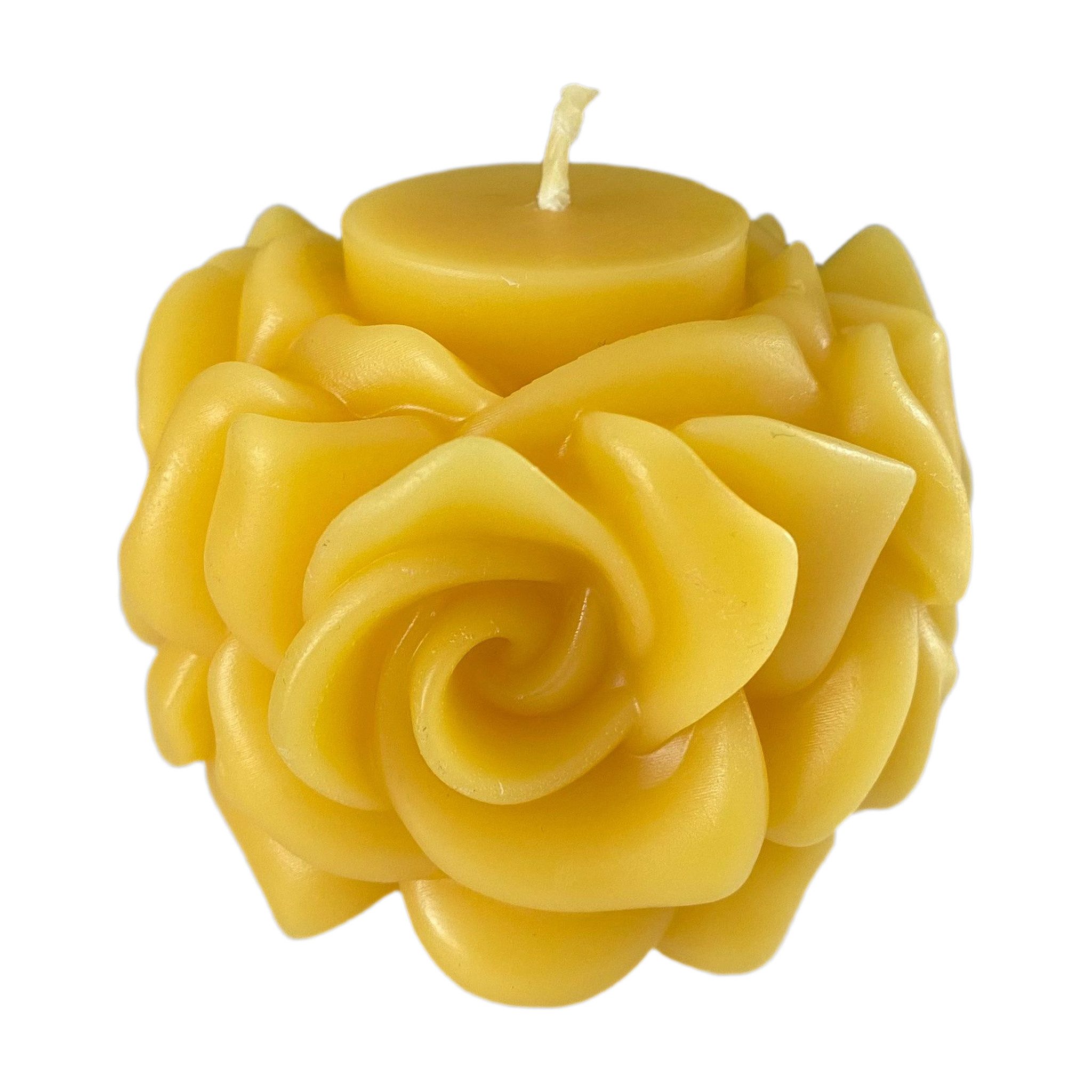 Aspinaworld Bienenwachskerze Rosenkerze rund 6 cm natur – Blüte rundum geöffnet (1-tlg)