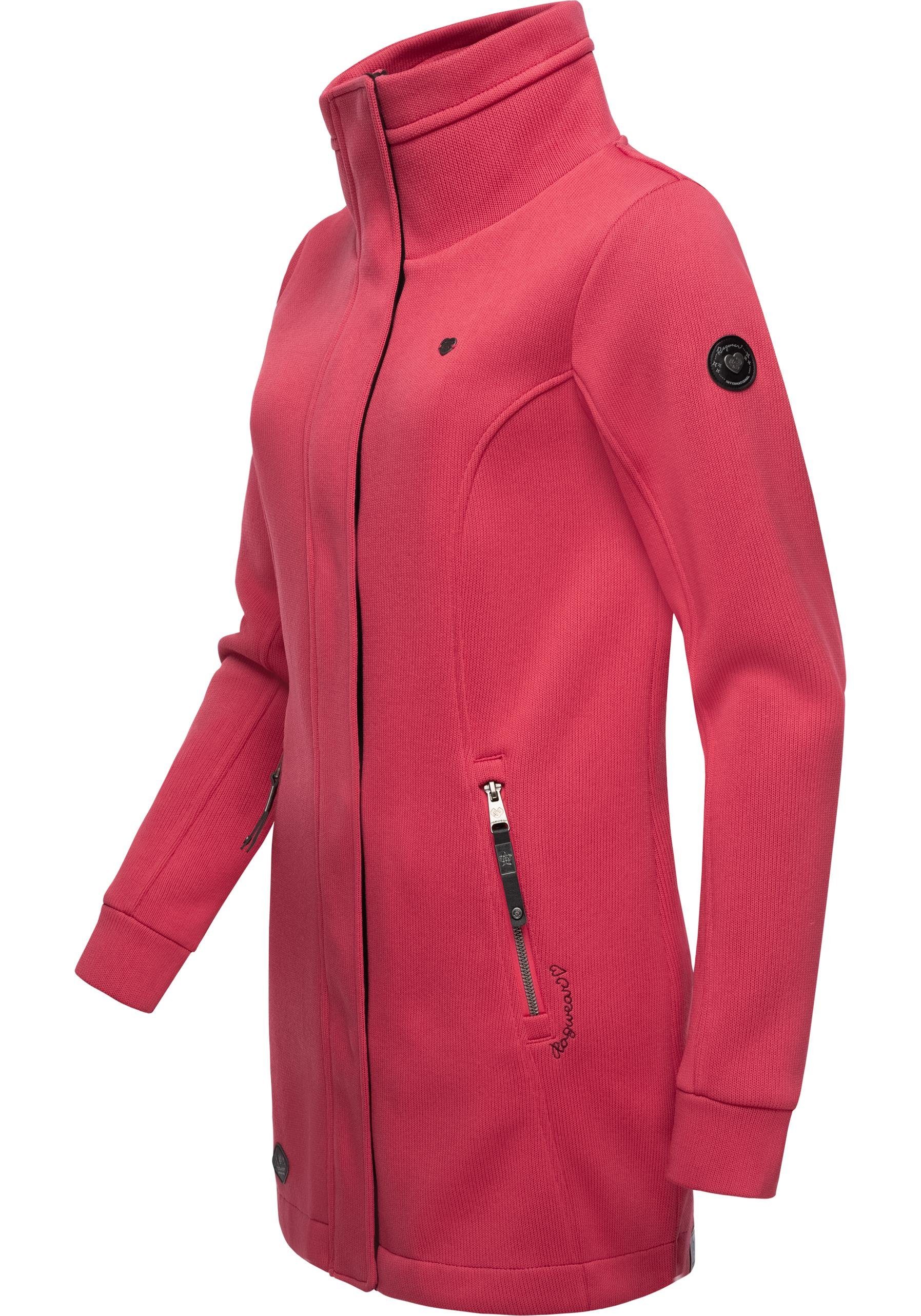 Ragwear Sweatjacke Letrice Bonded Elegante Zip-Jacke mit hohem Kragen in Feinstrickoptik