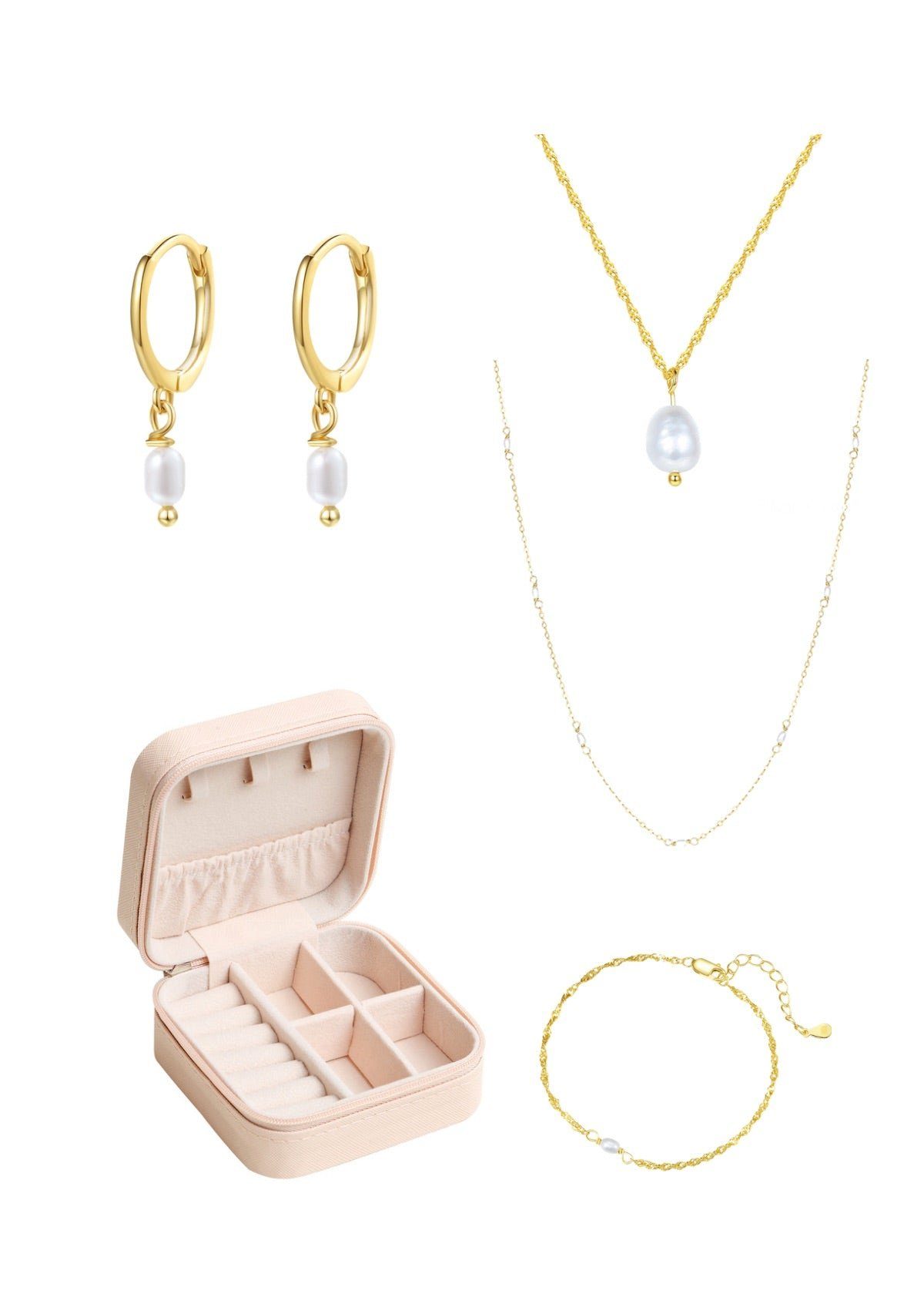 Hey Happiness Ohrring und Ketten Set Armband Perlen 5er Layer Silber 925 Da günstig online kaufen