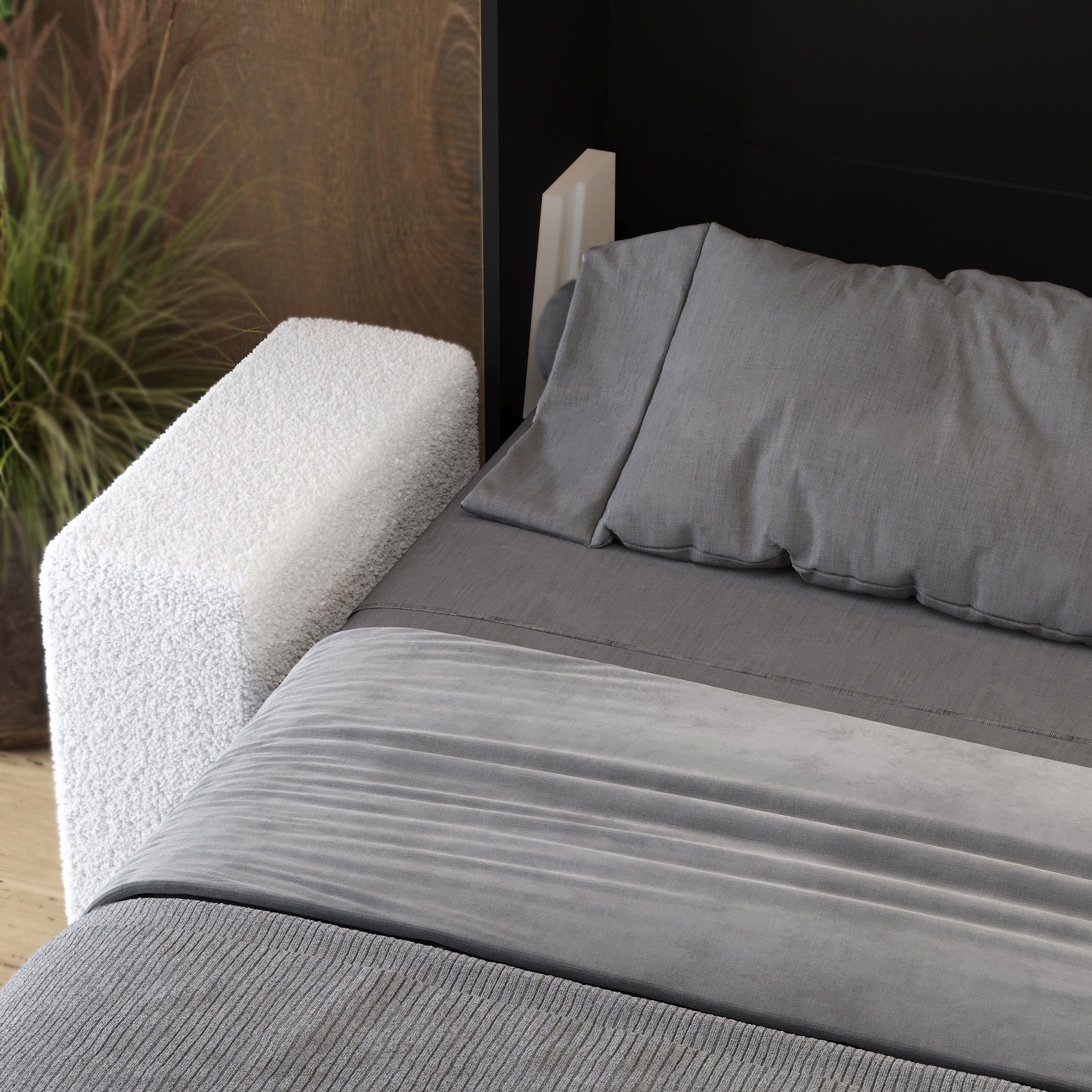 SMARTBett Schrankbett Schrankbett 180x200 Vertikal Anthrazit/Anthrazit inkl.SOFA Weiss (Schrankbett+ Sofa, 2-St)