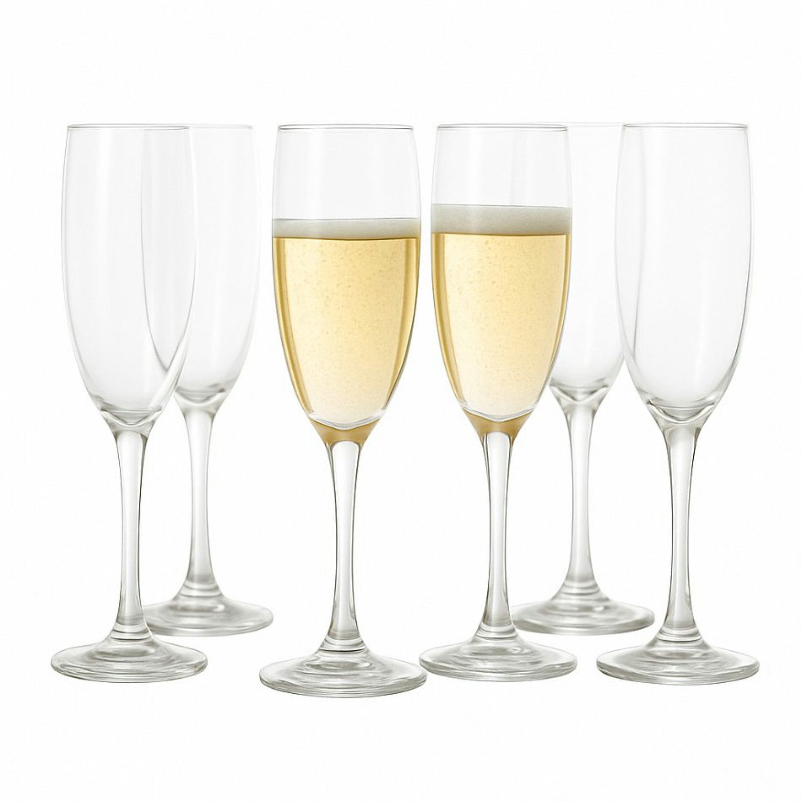 Koopman Sektglas Champagnergläser Sektgläser Gläserset Gläser Glas 6tlg, 6-tlg., Glas, Kristallglas, 190ml, Transparent, Klassisch, Feier