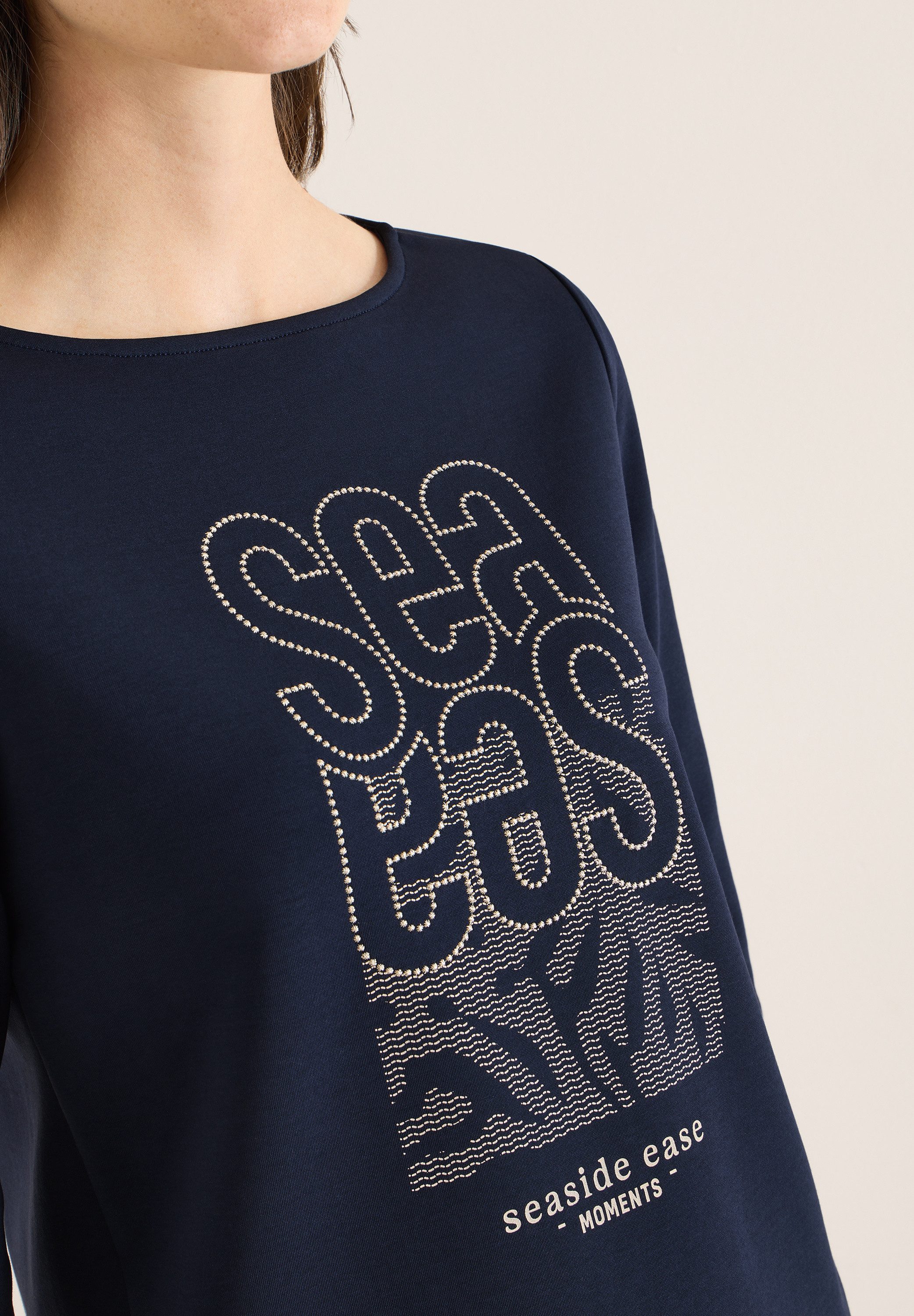 CECIL Langarmshirt modernes Front-Artwork mit Stickerei