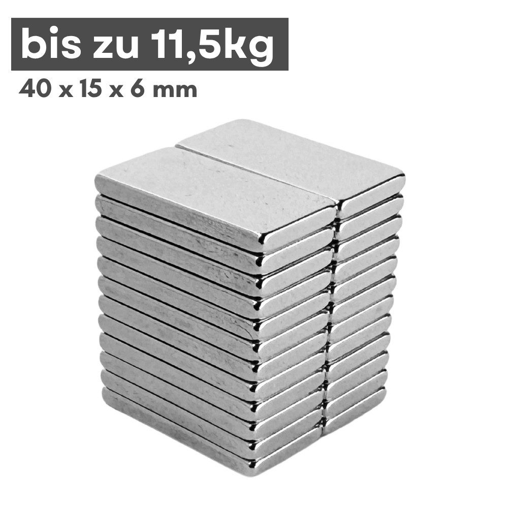 MaajeeKuto Magnet Neodym Magnet 40mmx15mmx6mm N38 – Quadermagnet Haftkraft 11,5 kg (1-St)