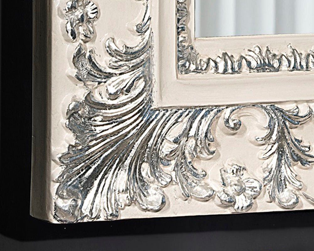 Barockspiegel x 7cm Reykjavik lackiert Modell (Elfenbein klassisch), mit 104cm Rahmendesign ASR mit 84cm Elfenbein x Blattsilberdetails, Blattsilberdetails,