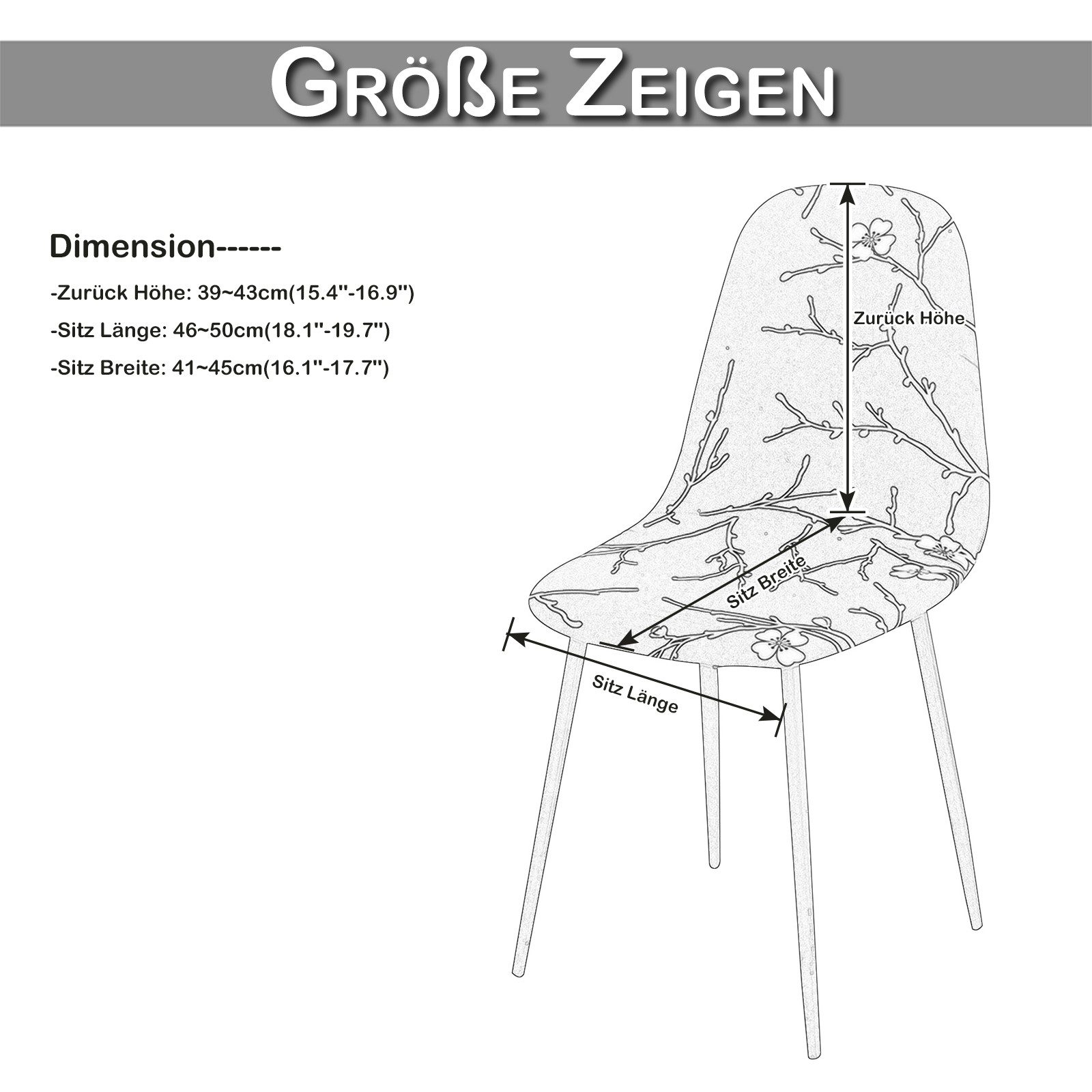 Rosnek Stuhlhusse Bedruckt, Stretch, Floral Geometrische, für Bankett Esszimmer Deko, Schalenstuhl Abdeckungen