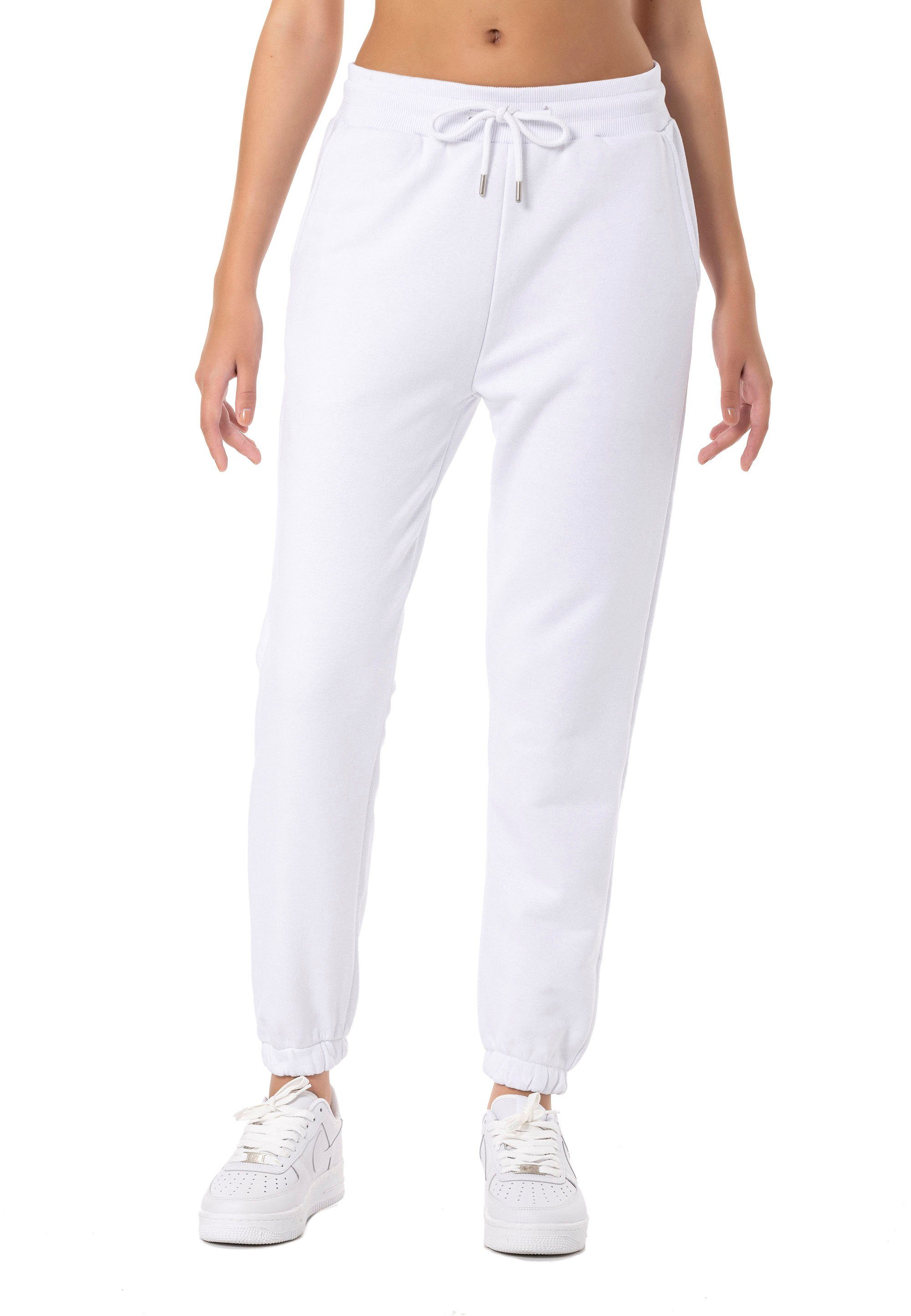 Sweatshirt Weiß mit Premium Jogginganzug (Spar-Set, Sweatpant Basic 2-tlg), Premium Qualität RedBridge