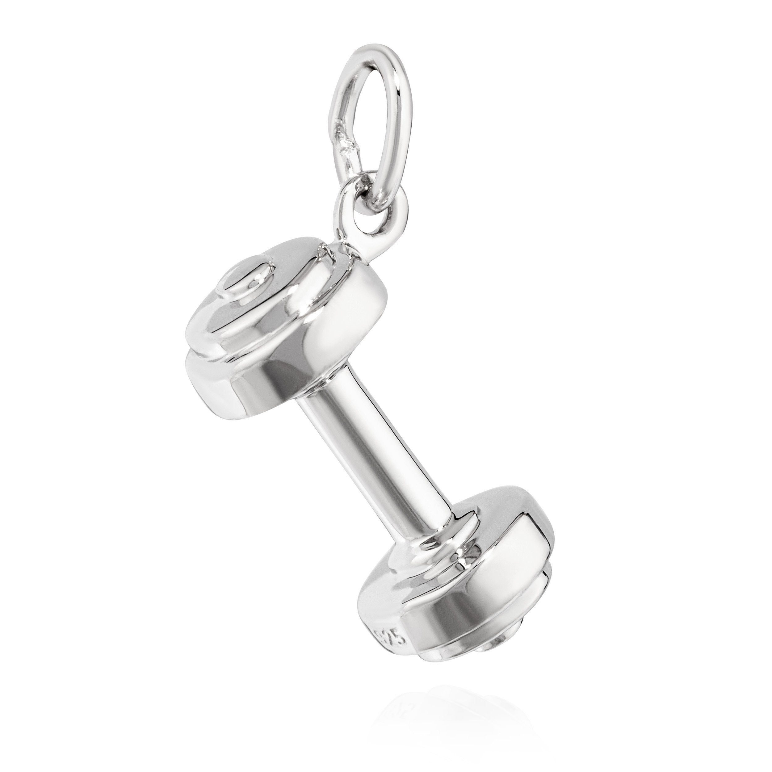 Kettenanhänger Kettenanhänger Hantel massiv 925 Silber rhodiniert Fitness Silberanhän
