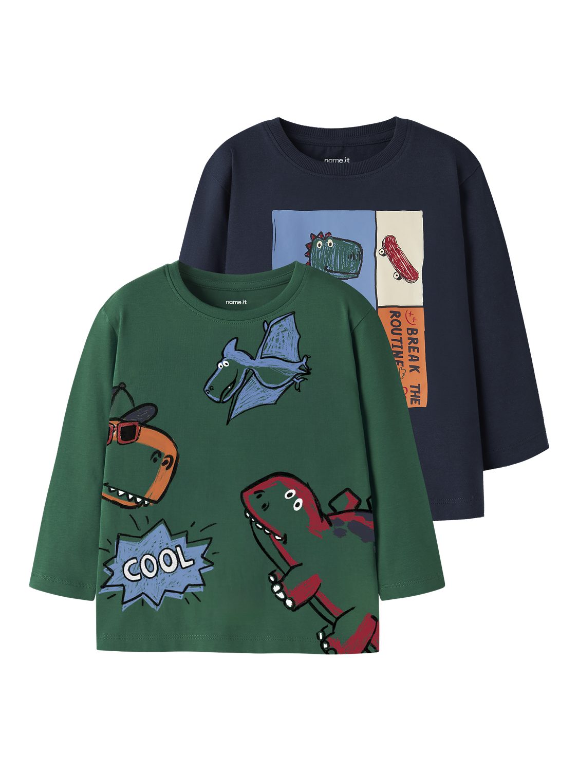 Name It Langarmshirt NMMLUCIUS 2P LS NREG TOP BOX (Packung, 2-tlg) Baumwollmischung, regular fit