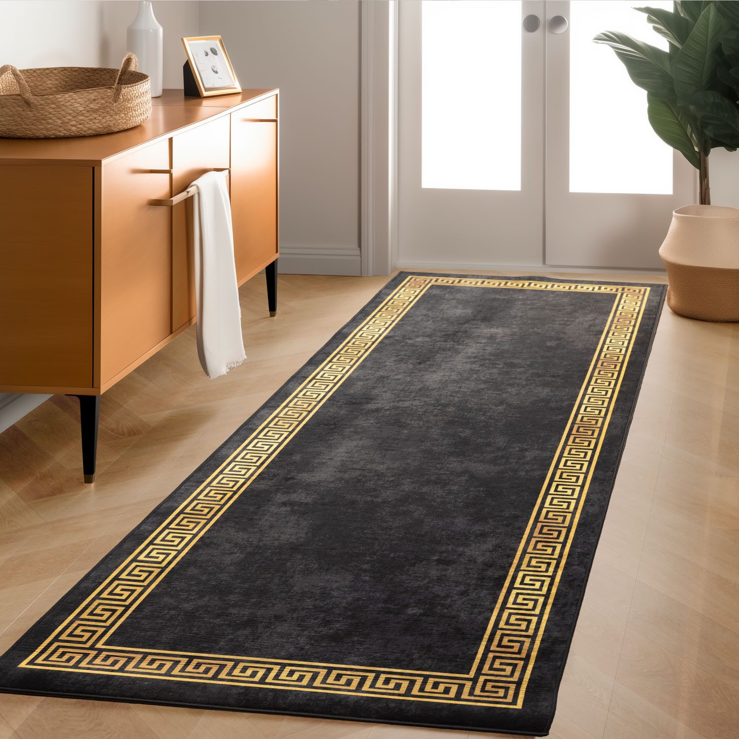 SIMPEX24 Designteppich Mäander Design, Läufer, Höhe: 7 mm, Waschbarer Teppi günstig online kaufen