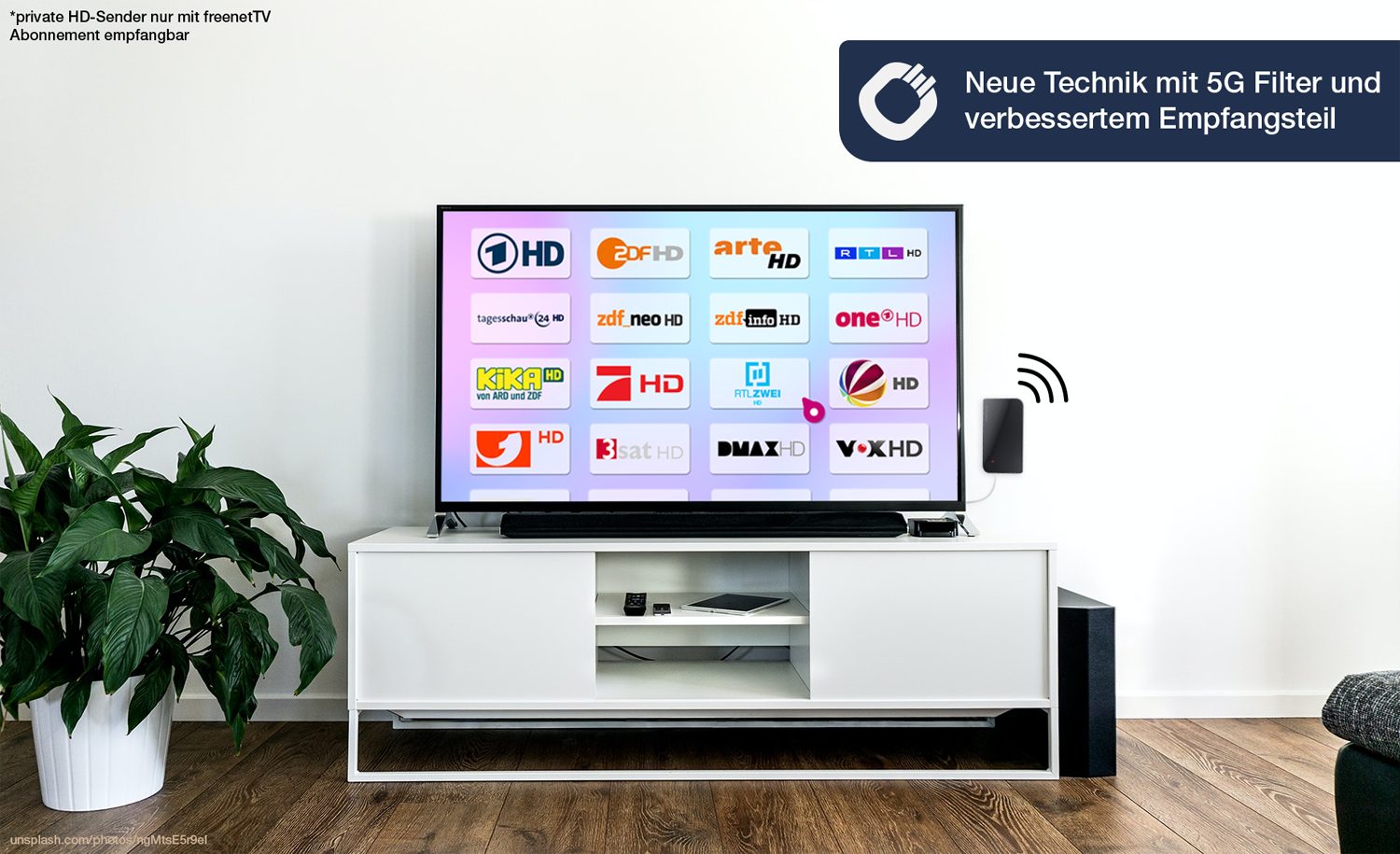 für 5G 5G Filter (DVB-T2) Schwarz Scope DVB-T2 Innenantenne Vision Oehlbach Zimmerantenne mit