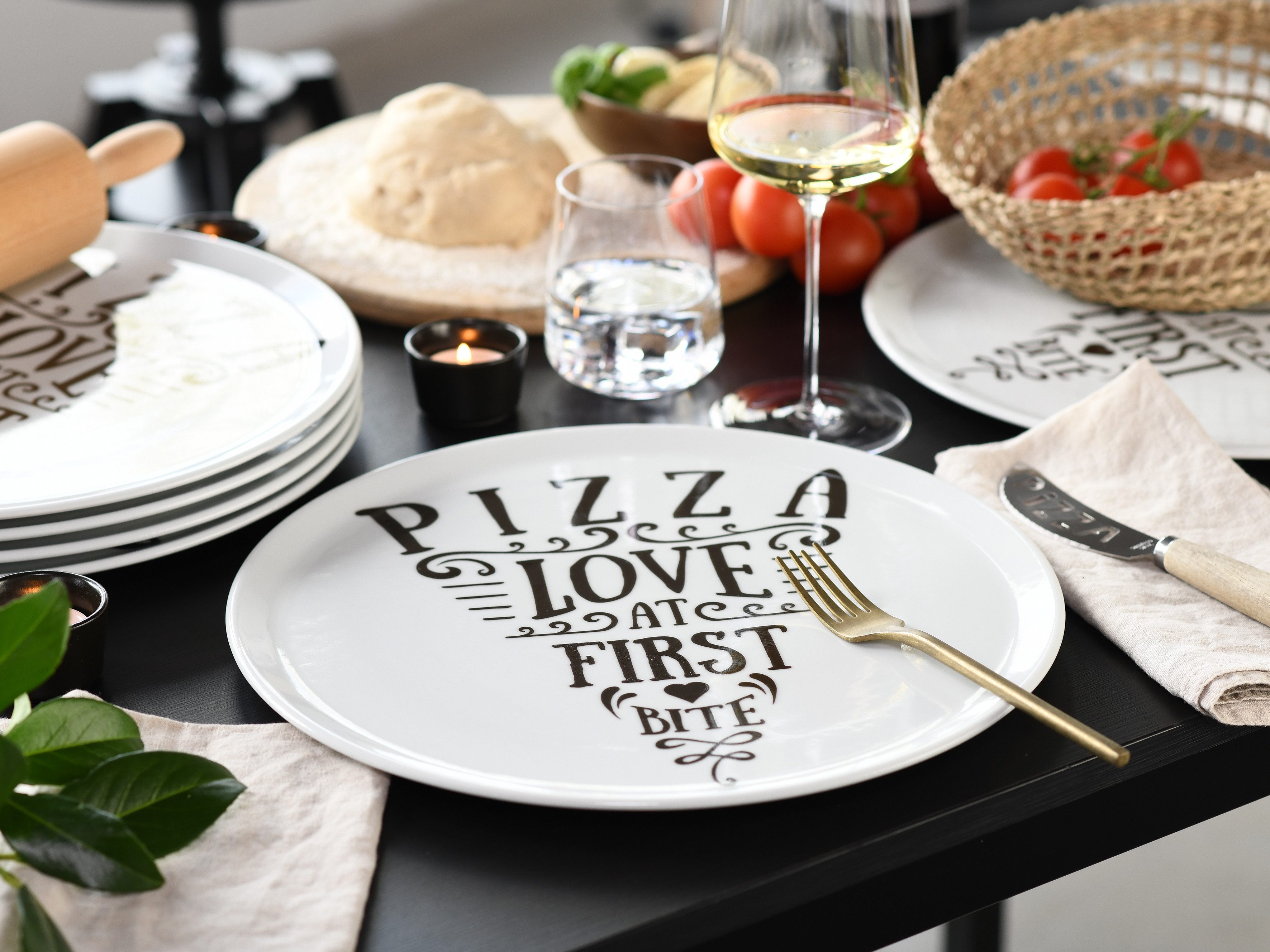 CreaTable Pizzateller Europa In Love, Pizzateller 33 cm 6-tlg, (6 St), Teller Set, Europäische Qualität