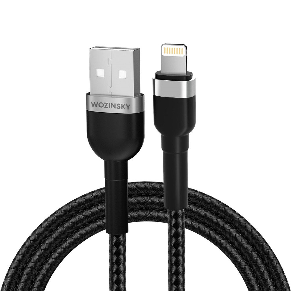Wozinsky Ladekabel Datenkabel Schnellladekabel Smartphone-Kabel, USB-A, Lightning (100.0 cm), Nylongeflecht, 2,4 A, Überhitzungsschutz