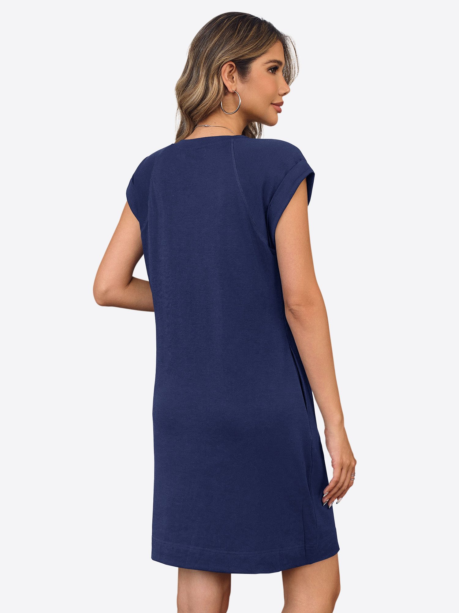 Imily Bela Minikleid Damen Lockeres Gerades Kleid (Packung, 1-tlg., 1per-Pack) einfarbig – Bild 3 von 5