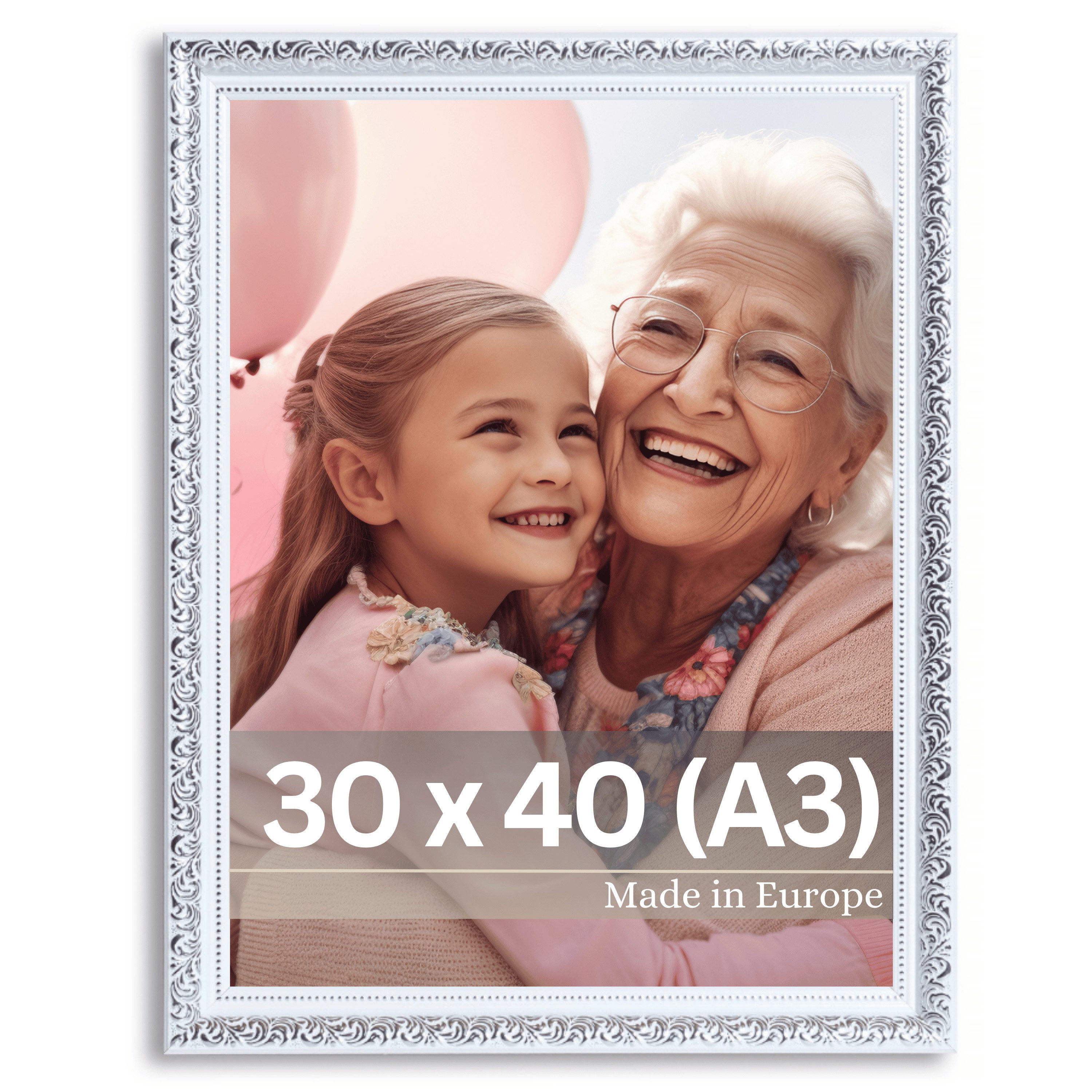 Victor (Zenith) Bilderrahmen Rubens, Bilderrahmen 30x40 cm Weiß Silber A3, günstig online kaufen