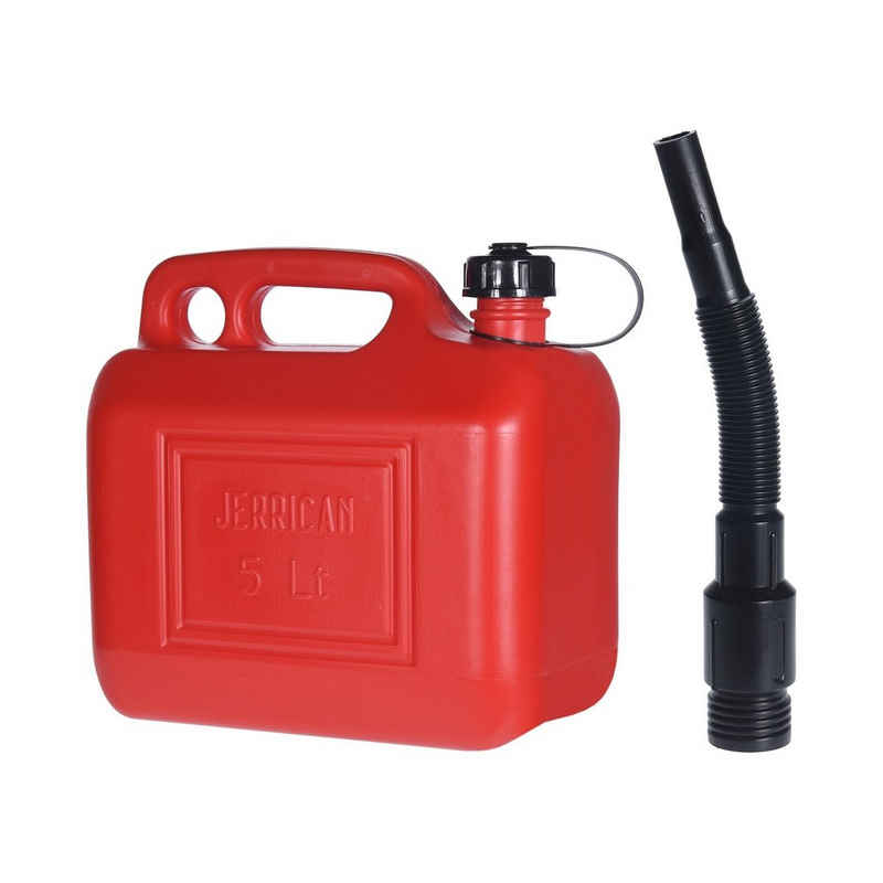 HTI-Living Benzinkanister Benzinkanister rot 5 Liter (Stück, 1 St., 1 Kanister 1 Trichter), Ölbehälter Kanister Kraftstoffkanister Reservekanister