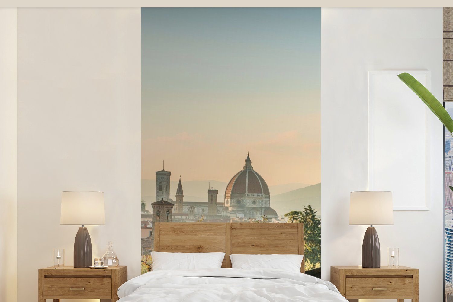 MuchoWow Fototapete Italien - Stadt - Florenz - Mauer, Matt, bedruckt, (2 St), Vliestapete für Wohnzimmer Schlafzimmer Küche, Fototapete