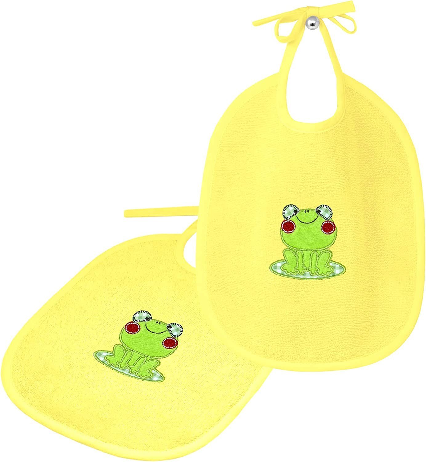 Lätzchen, Babylätzchen), Frosch 25x30 Sabberlätzchen Bestickte 2er gelb (Set, cm Lashuma
