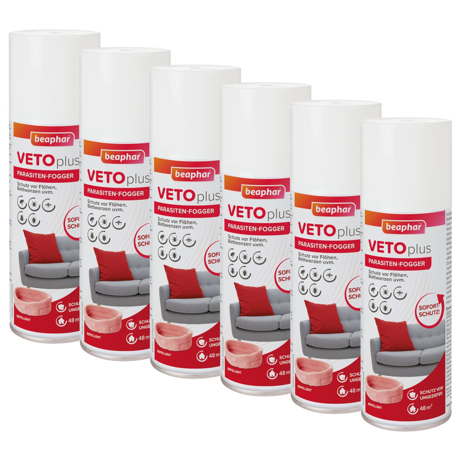 beaphar Vergrämungsmittel VETOplus Parasiten Fogger - 6x 200 ml, 1200 ml