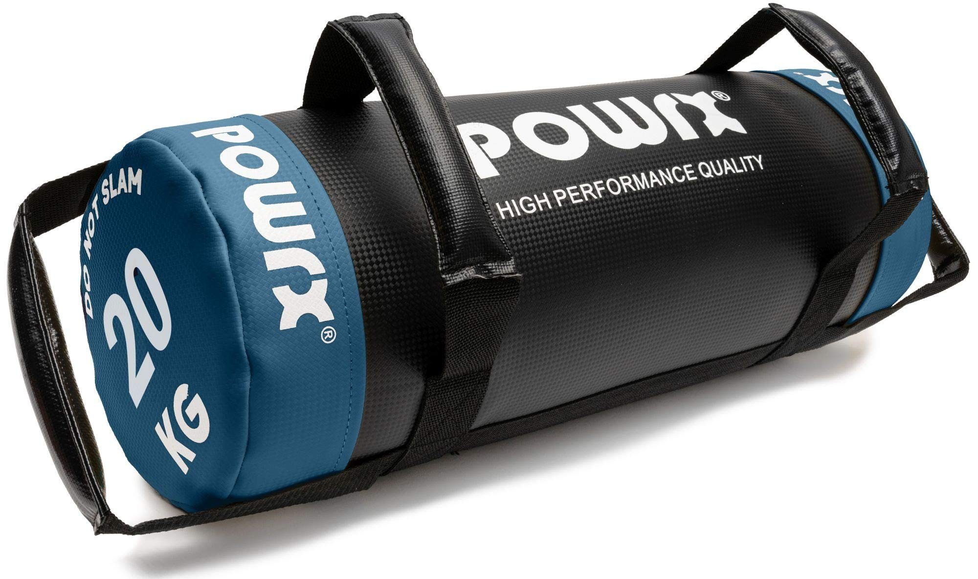 POWRX Gewichtssack Fitness Bag 5-30 kg Kunstleder (20 kg Schwarz/Dunkelblau), 20 Kg Schwarz/Dunkelblau Schwarz/ Dunkelblau