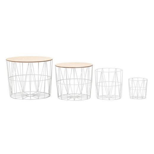 Wohnling Beistelltisch »WL6.077«, Design 4er Set aus Körben Weiß