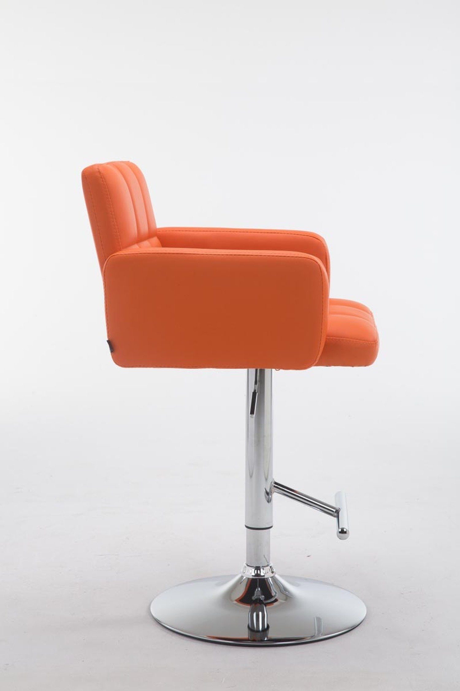 TPFLiving Barhocker Angeles chrom Orange (mit Los - & Gestell: Theke - höhenverstellbar Metall - Rückenlehne Kunstleder drehbar - hoher Küche), für Sitzfläche: 360° Hocker