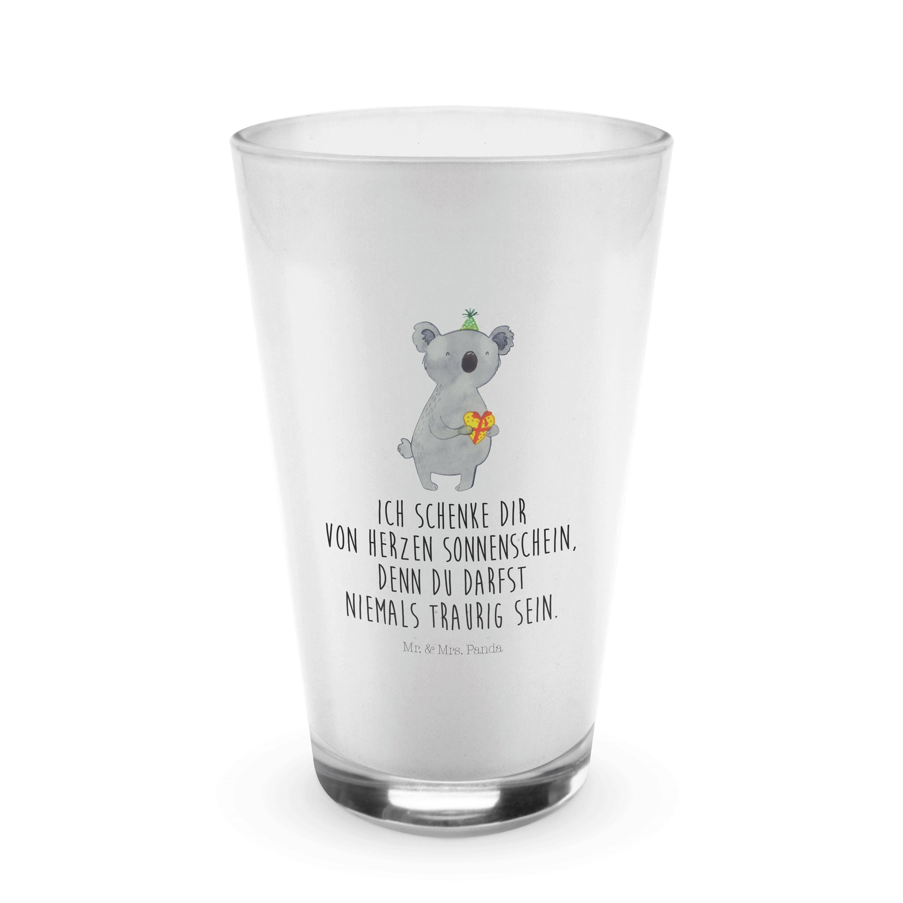 Latte Geschenk Koala & Transparent Mr. - Glas Mrs. Geburtstag, Premium - Macchiato, Glas, Panda Koa, Glas
