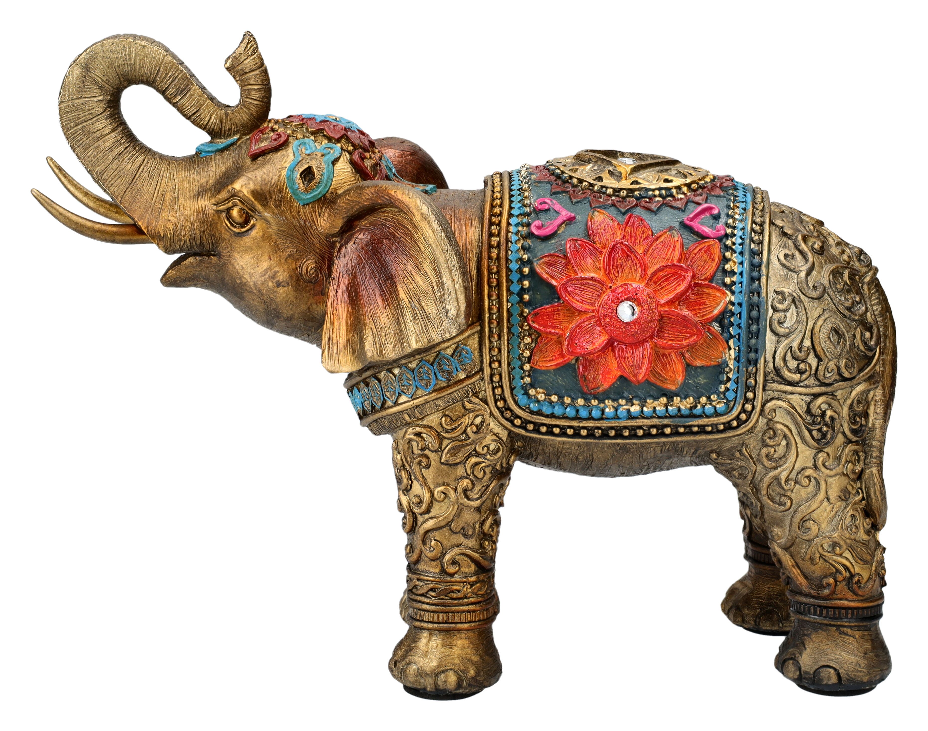 Figuren Shop GmbH Tierfigur Elefantenfigur - Indisch bunt verziert - Elefan günstig online kaufen