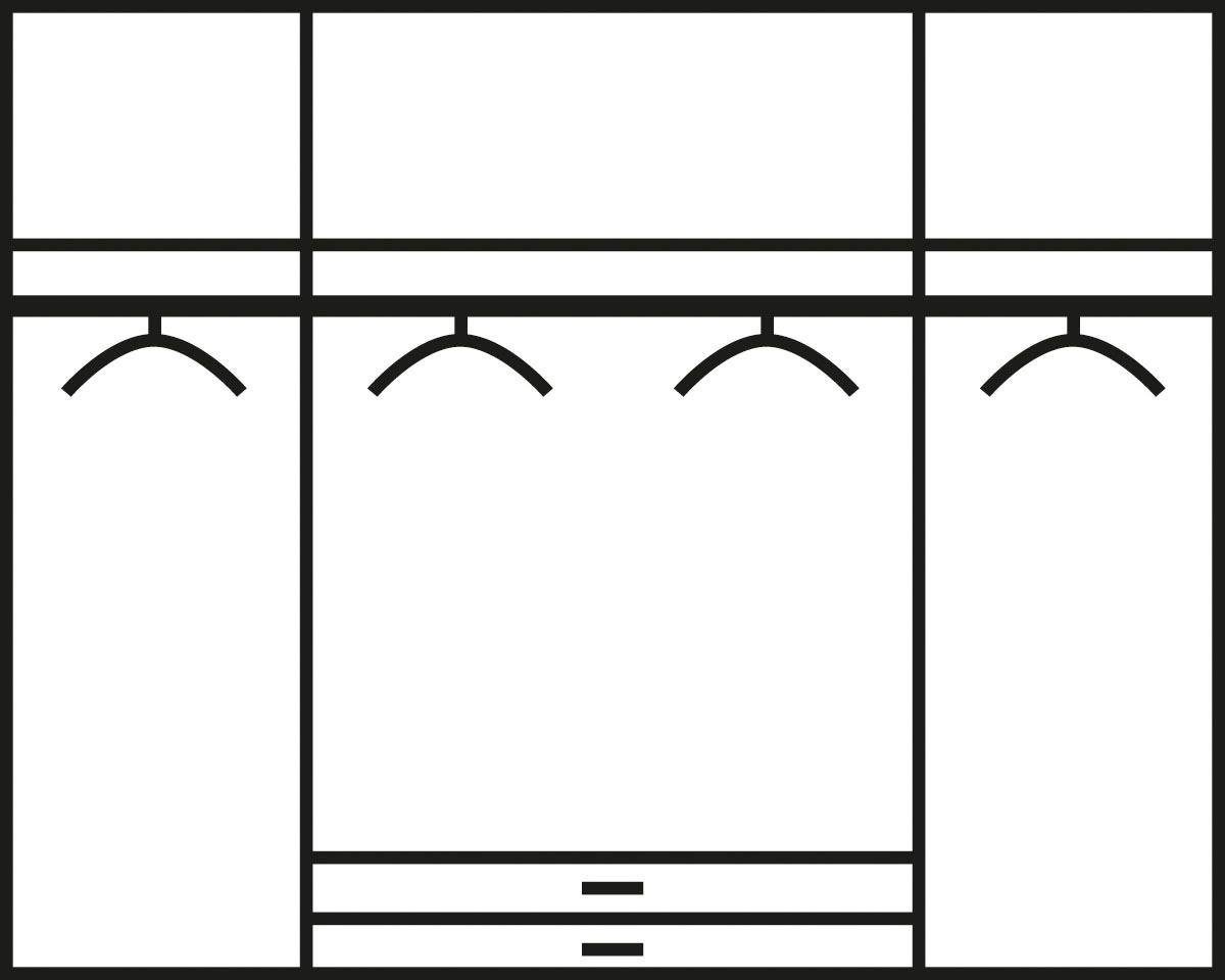 rauch Drehtürenschrank Kleiderschrank Schrank Ankleide Garderobe Schlafzimmerschrank MEMPHIS (Breiten: 181/225/270 cm, Höhe 210 cm) mit Spiegel und Schubladen,  – Bild 2 von 5