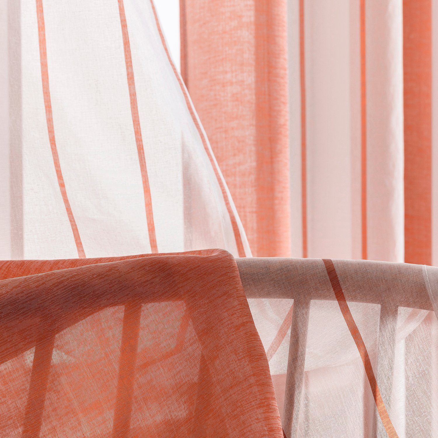 BYSURE Vorhang Gestreift Voile Vorhänge (2 St), Ösen, halbtransparent, Voil günstig online kaufen